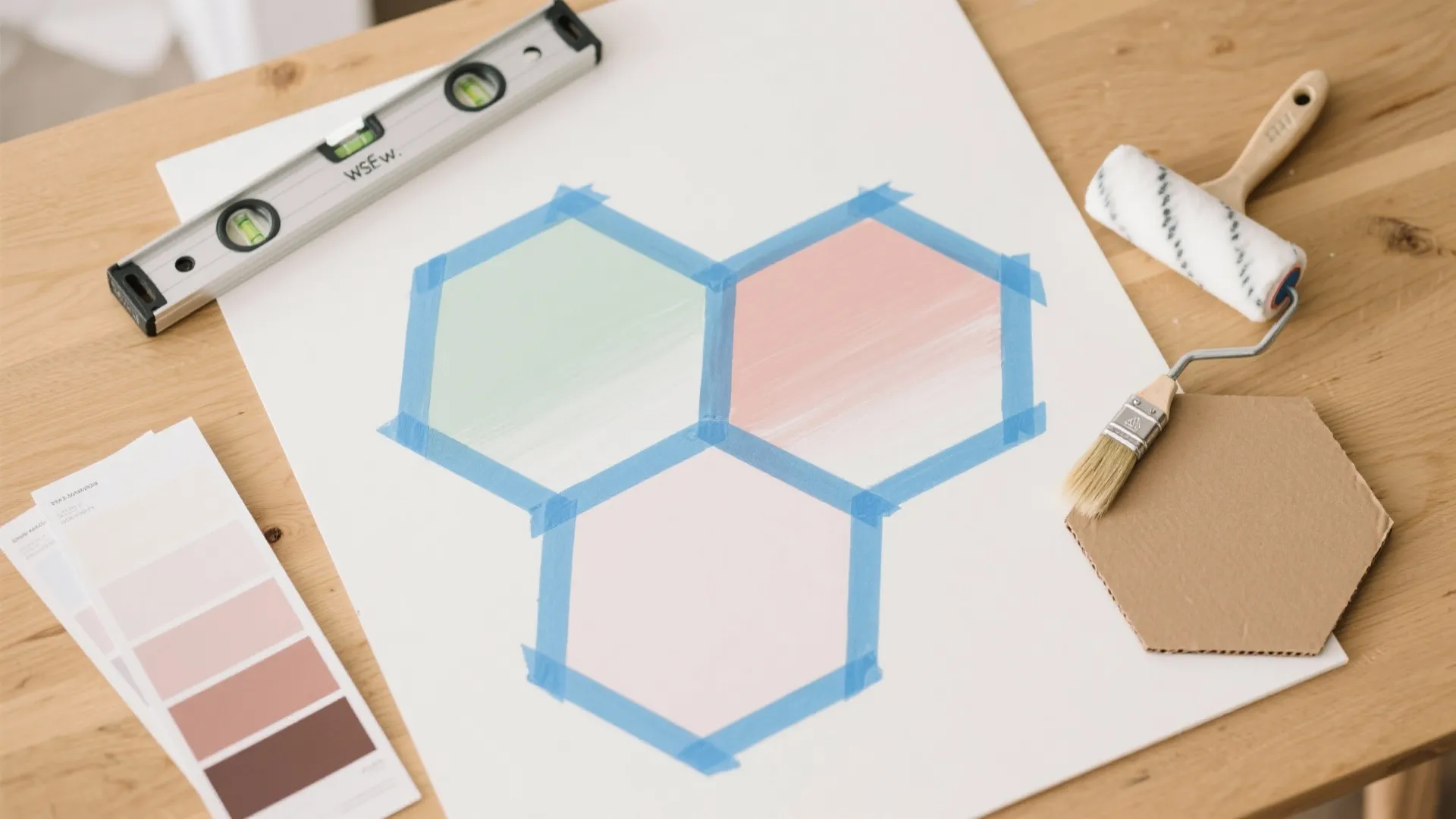 Painted Hexagon Mural with Ombré Gradient