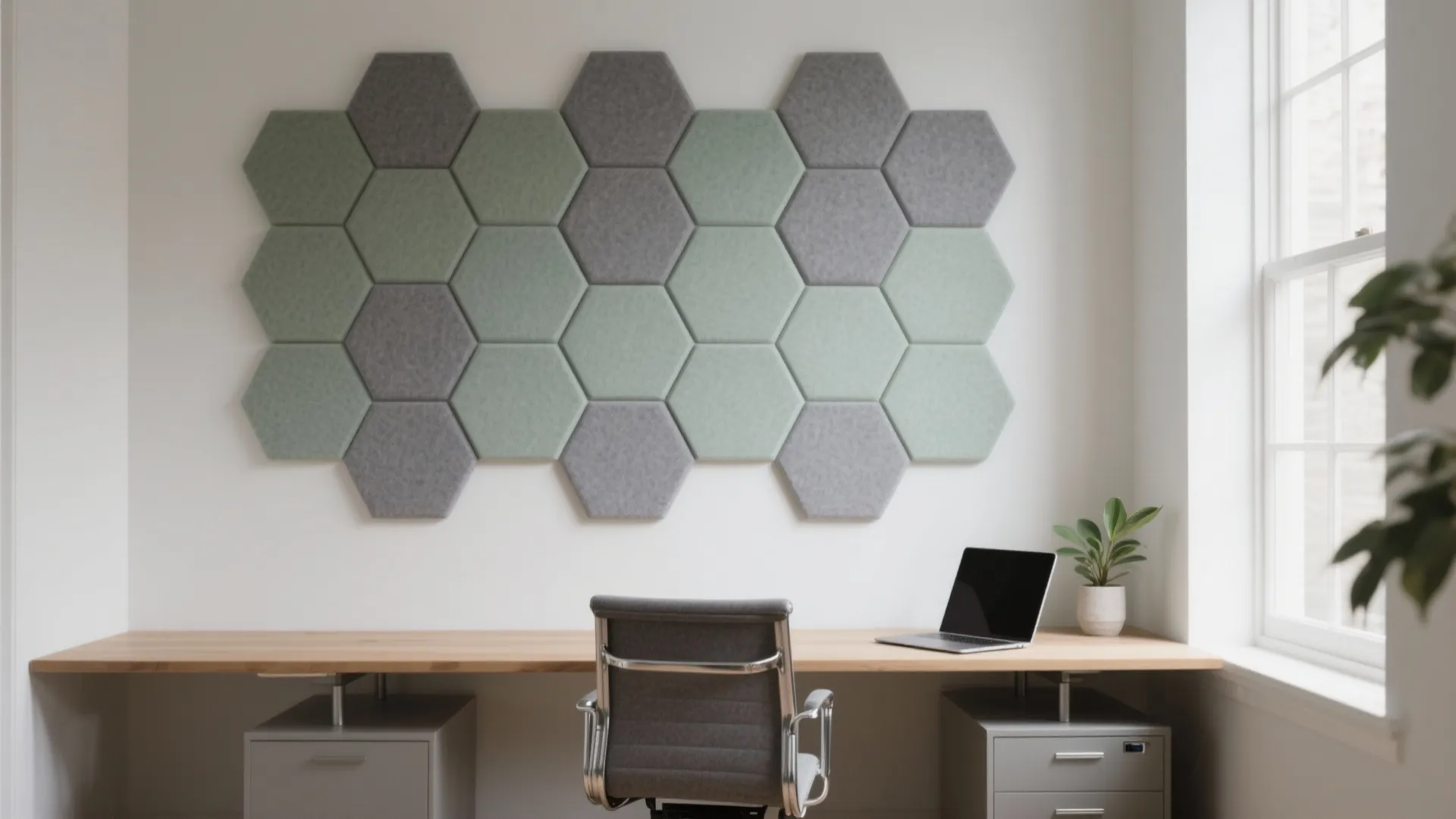 Acoustic Hexagon Panels for a Calmer Home Office