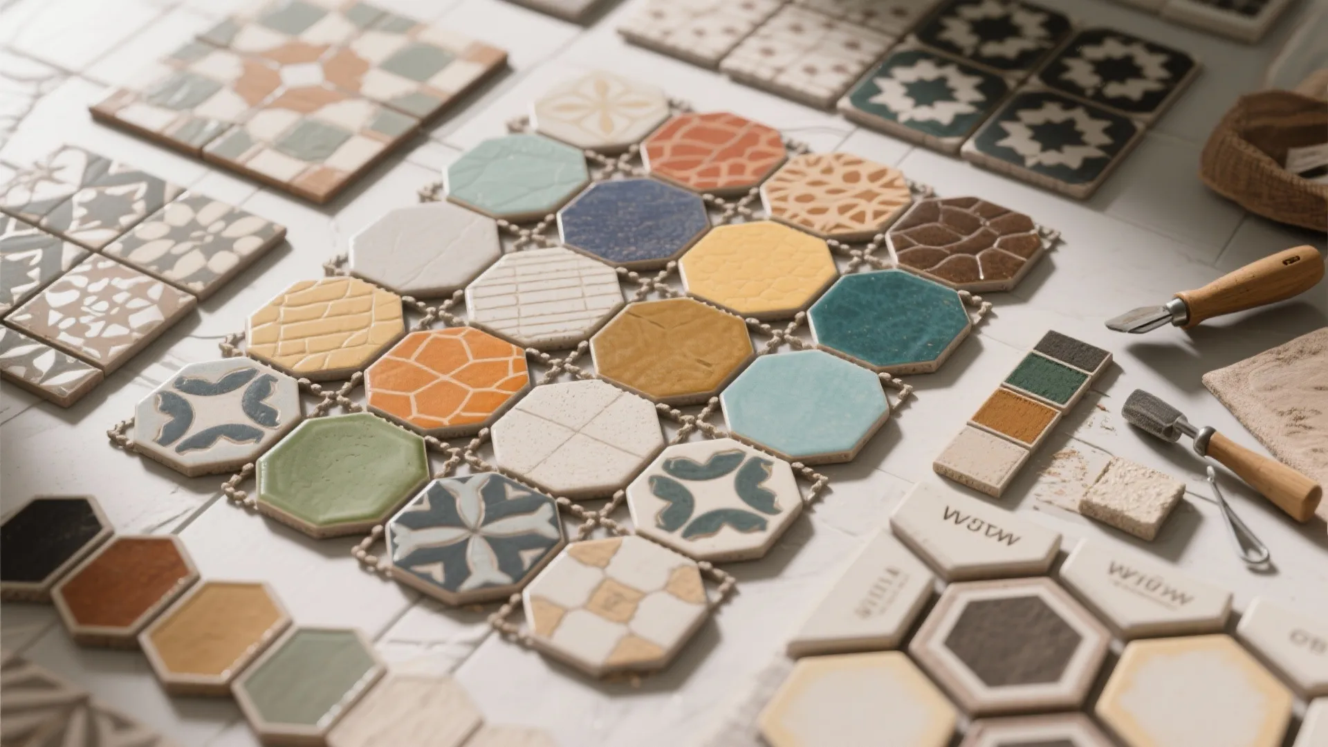 3. Hex and Patterned Tiles for Visual Interest