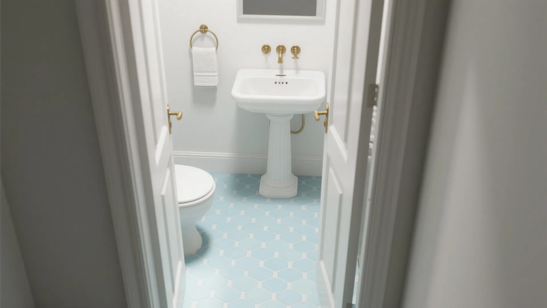 2. Pattern Play: Mix Hex Tiles and Smooth Walls