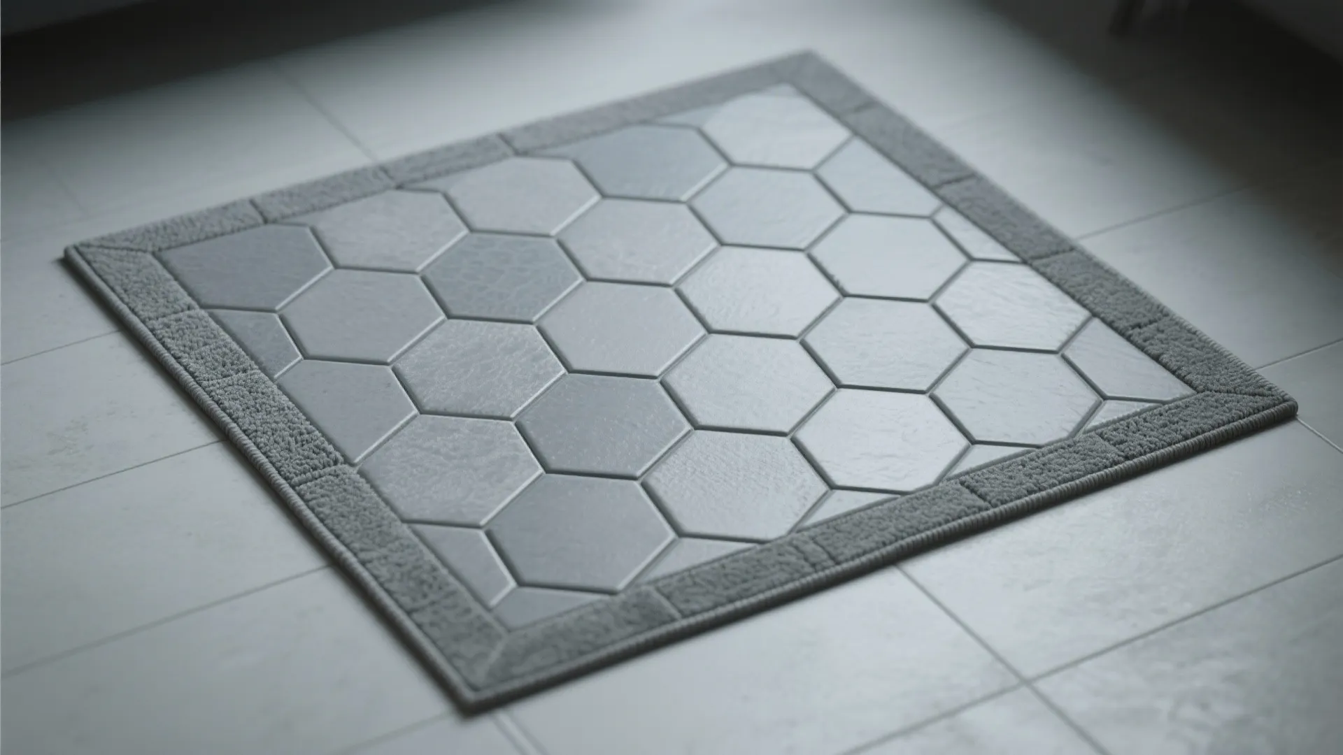 4. Border and Rug Effect with Grey Hexagon Tiles