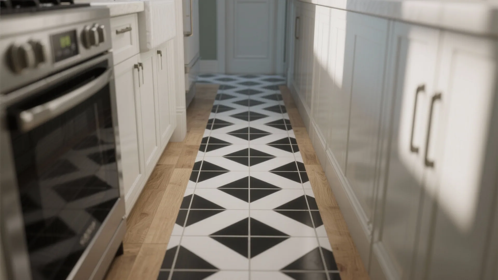 4. Patterned Floor or Hex Tile Runner