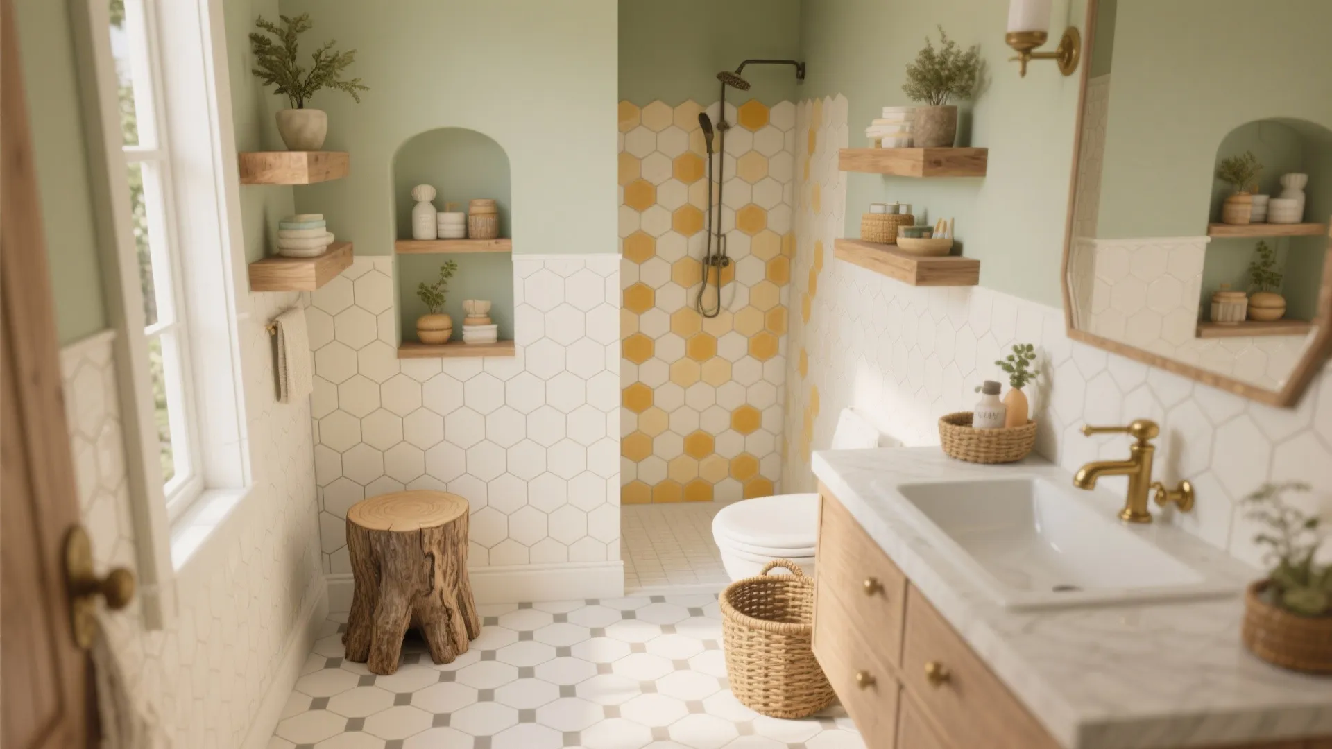 Idea 2: Honeycomb hints and woodland textures