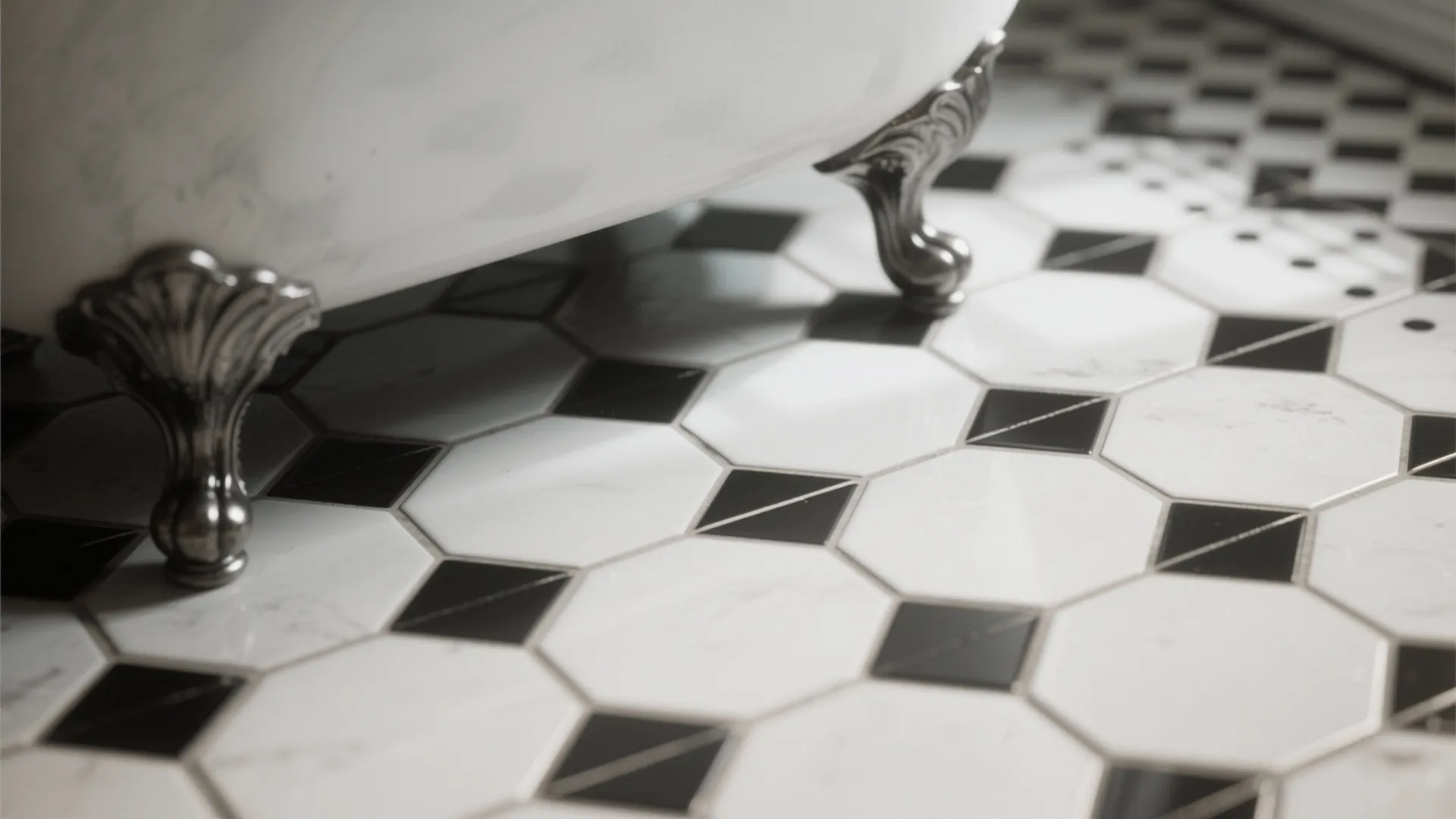 3. Geometric Accent with Hex or Octagon Tiles