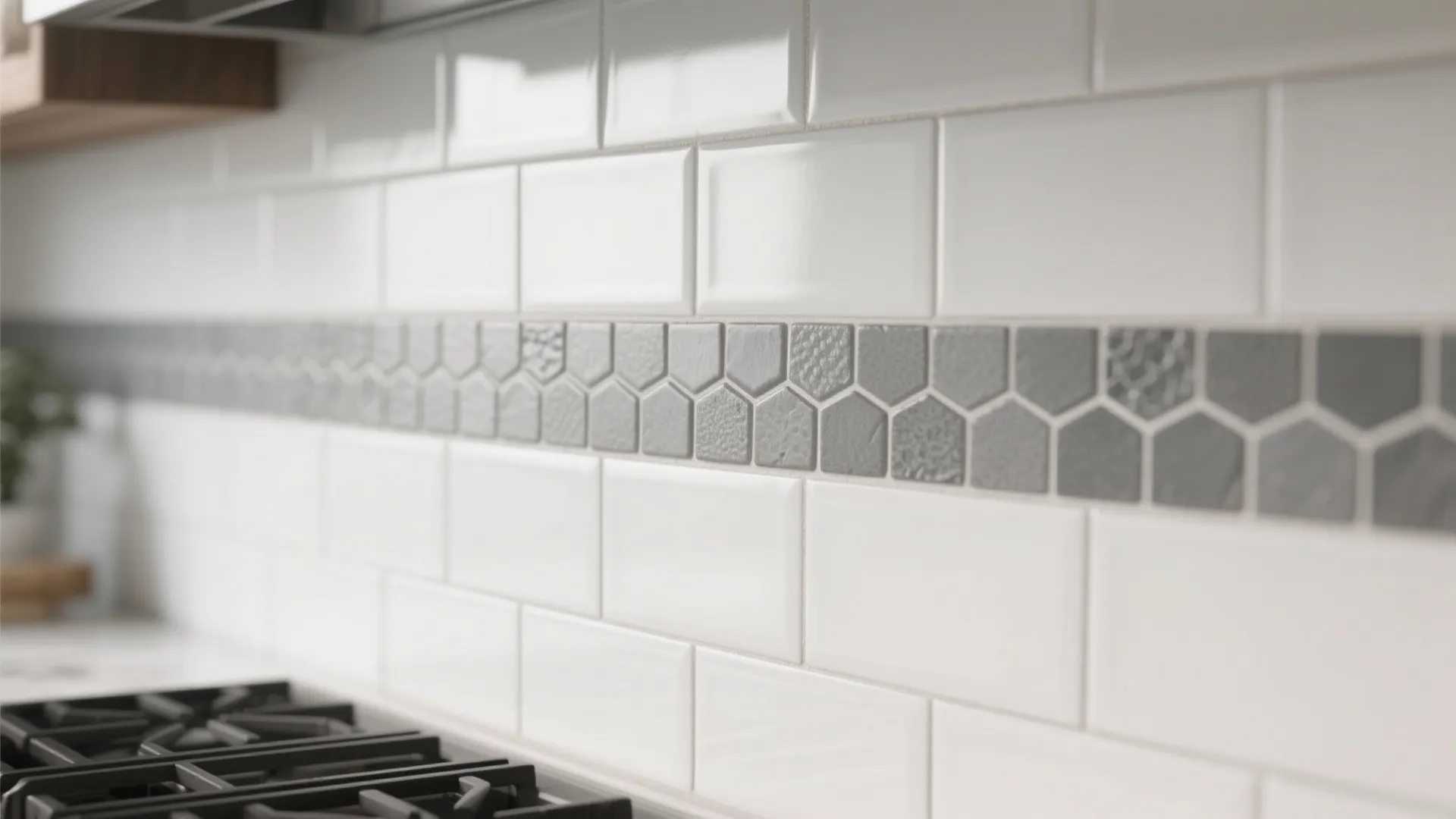 4. Hexagon Gray Mosaic Accent Strip