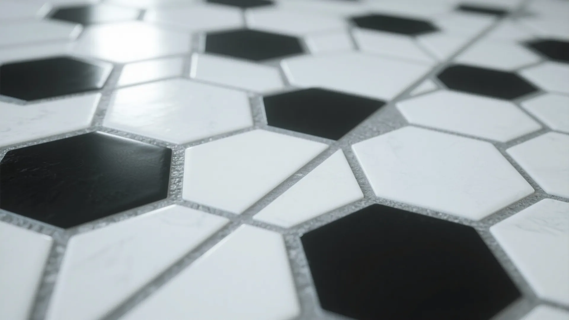 1. Classic Hexagon Floor with Matte Black Accents