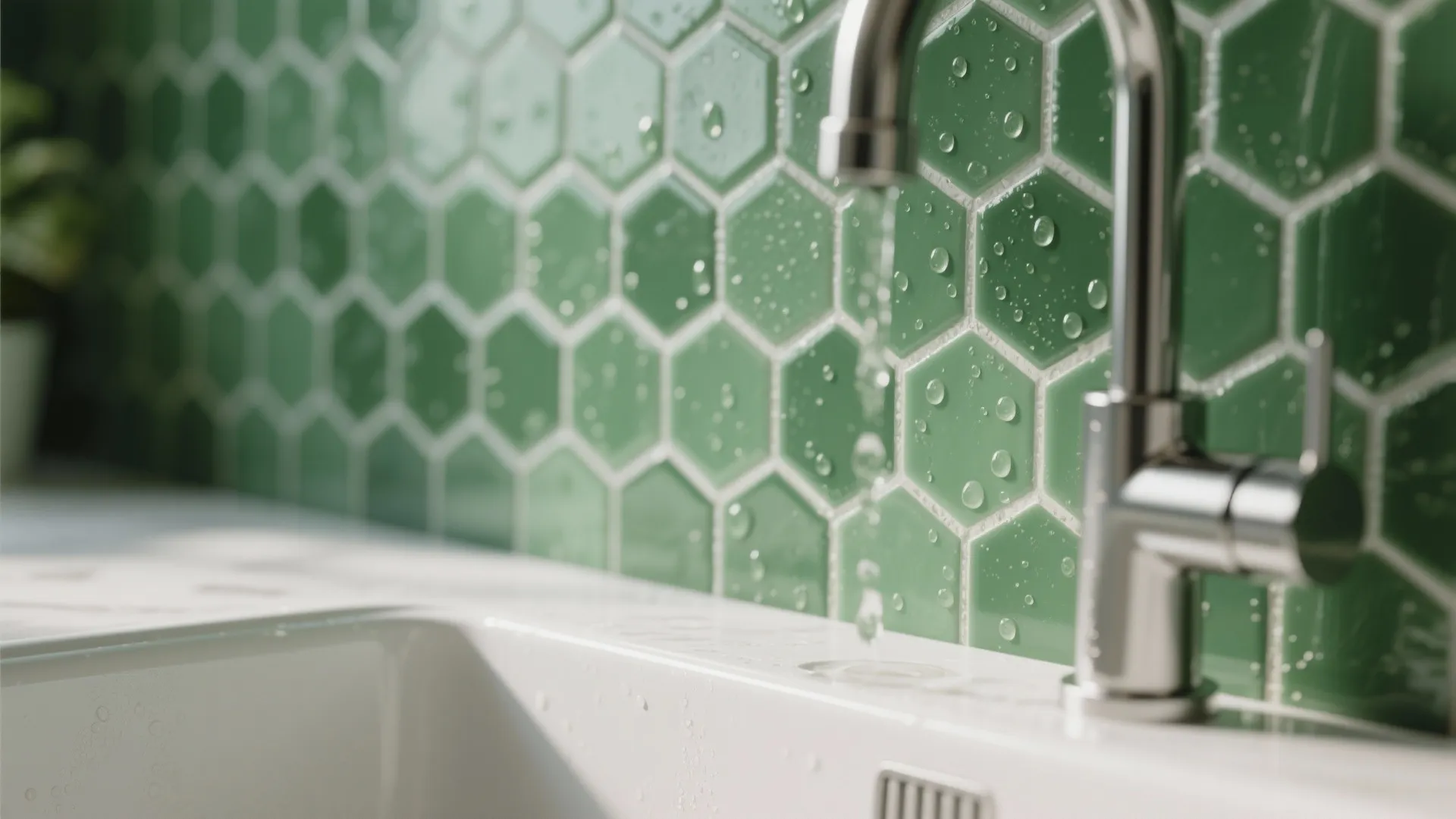 4. Hexagon Tiles Around the Sink for Texture