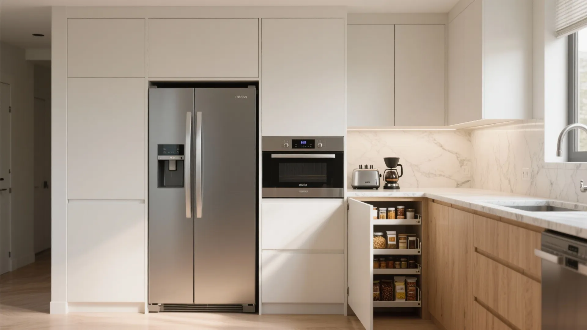 Hidden Appliances and Slim Pantries