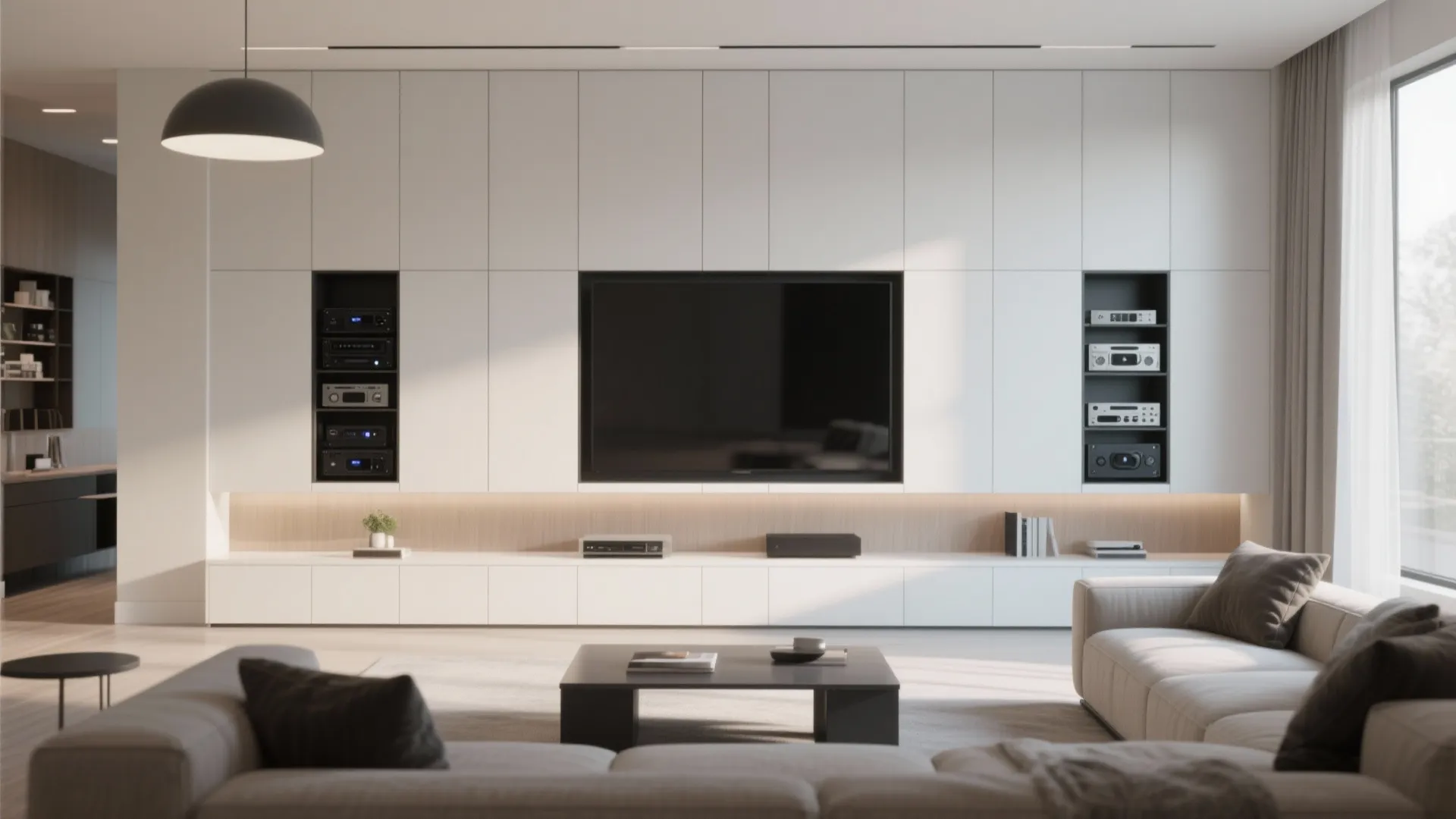 Hidden AV equipment cabinets