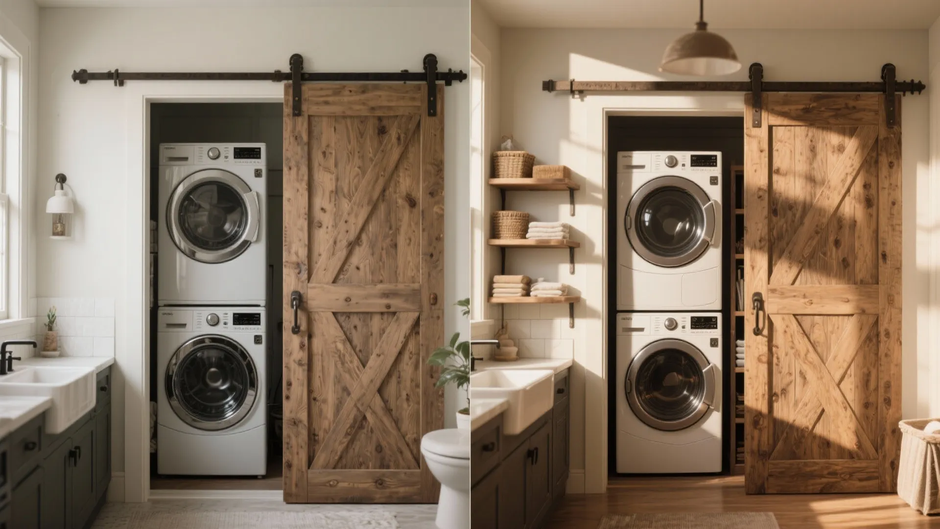 5. Hidden Laundry with Barn Doors