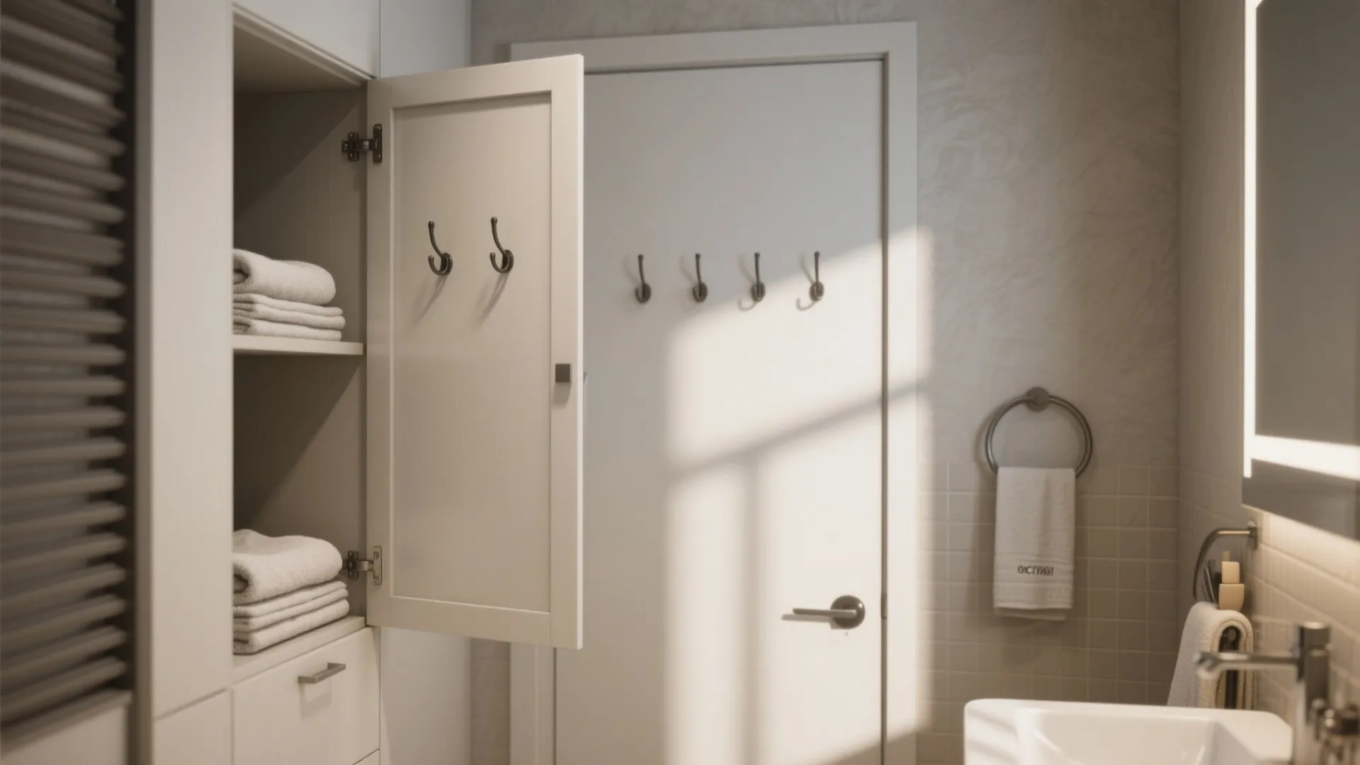 5. Hidden Hooks Behind the Door or Cabinet