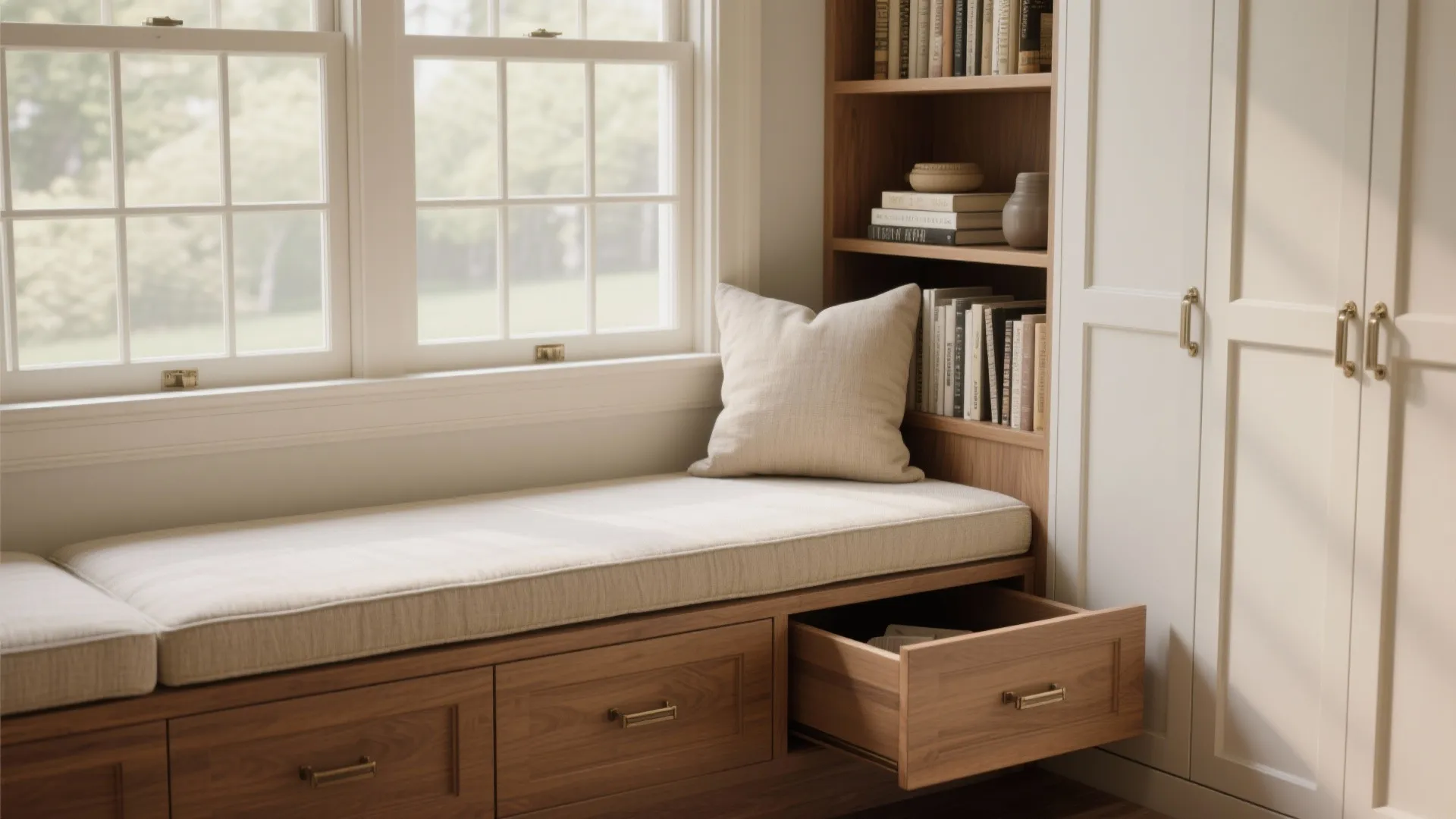 2. Hidden cabinet fronts and bench storage