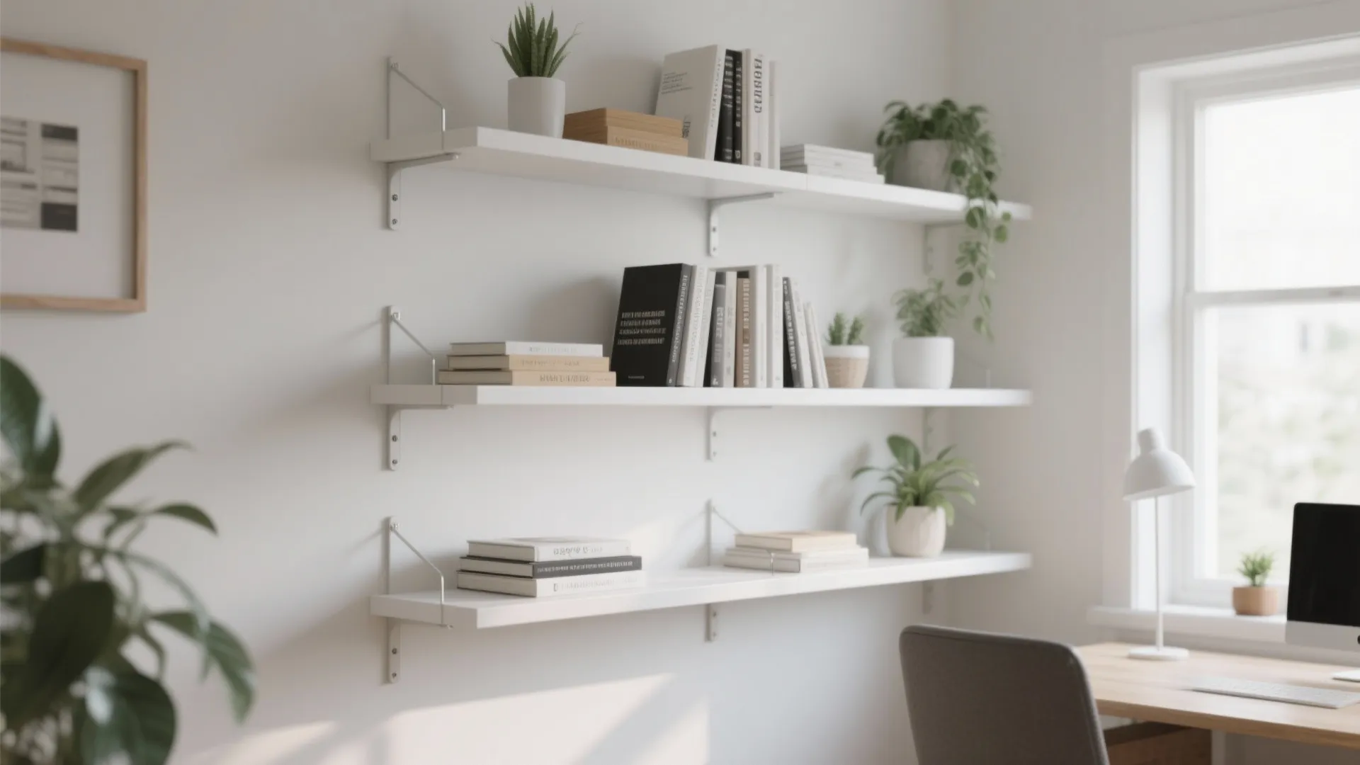5. Hidden Bracket Shelves