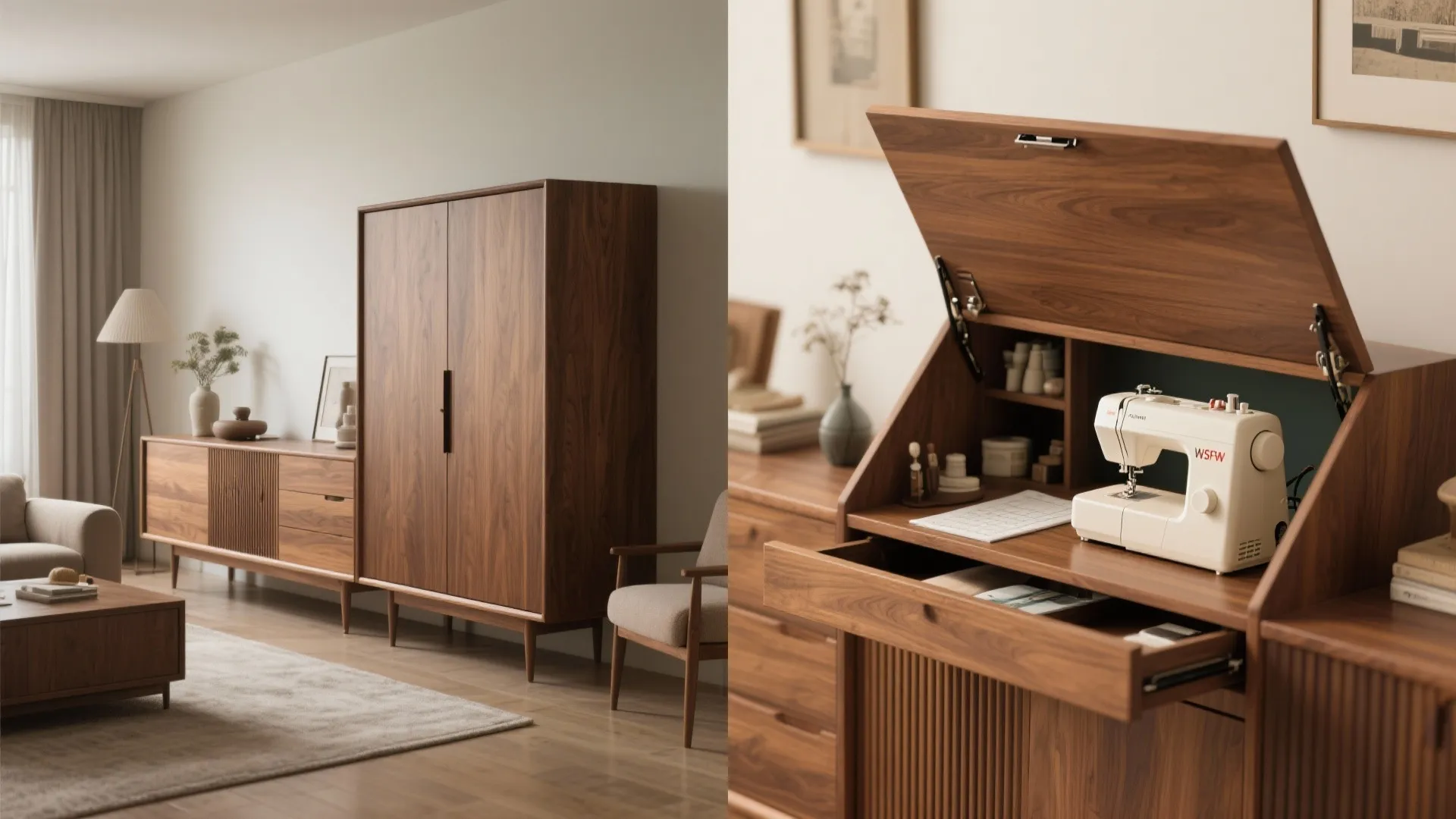2. Hidden cabinet sewing station