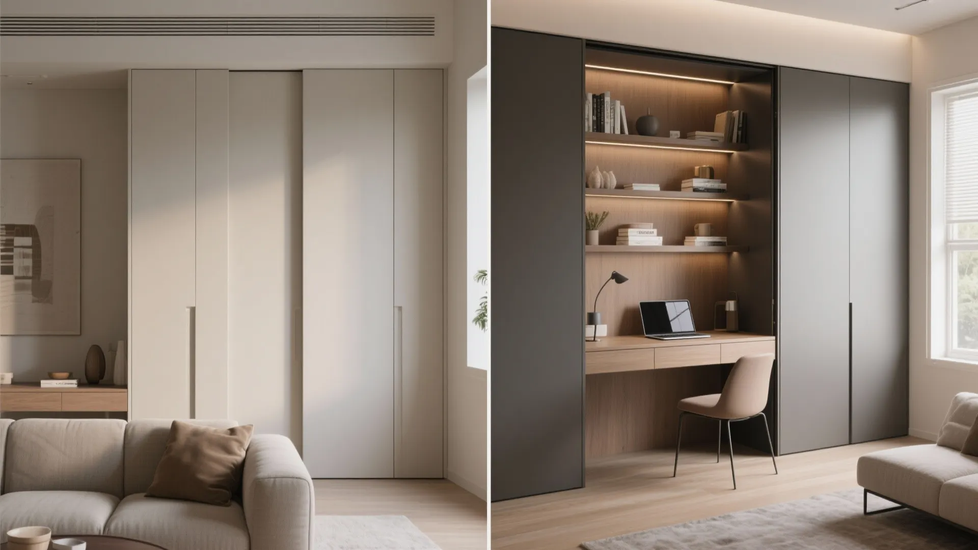 Hidden desk in cabinetry