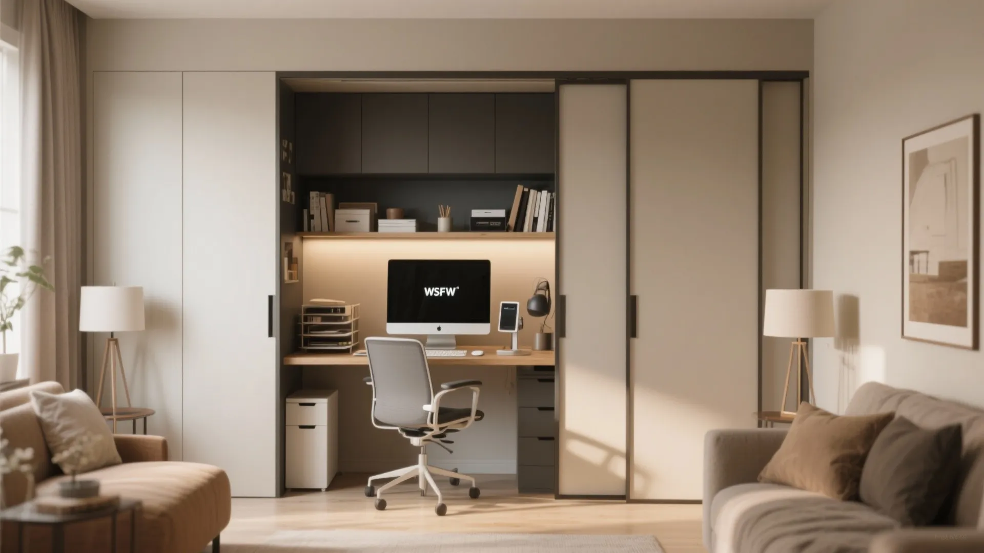 3. Hidden Office in a Cabinet