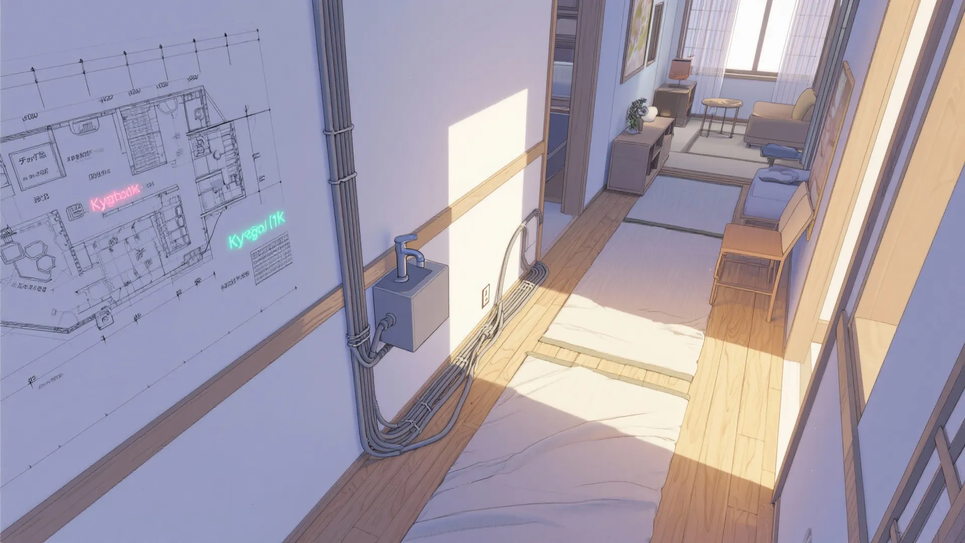 Tips 7: 配線の“見せない導線”を敷設してから家具を入れる（收纳技巧の仕上げ）