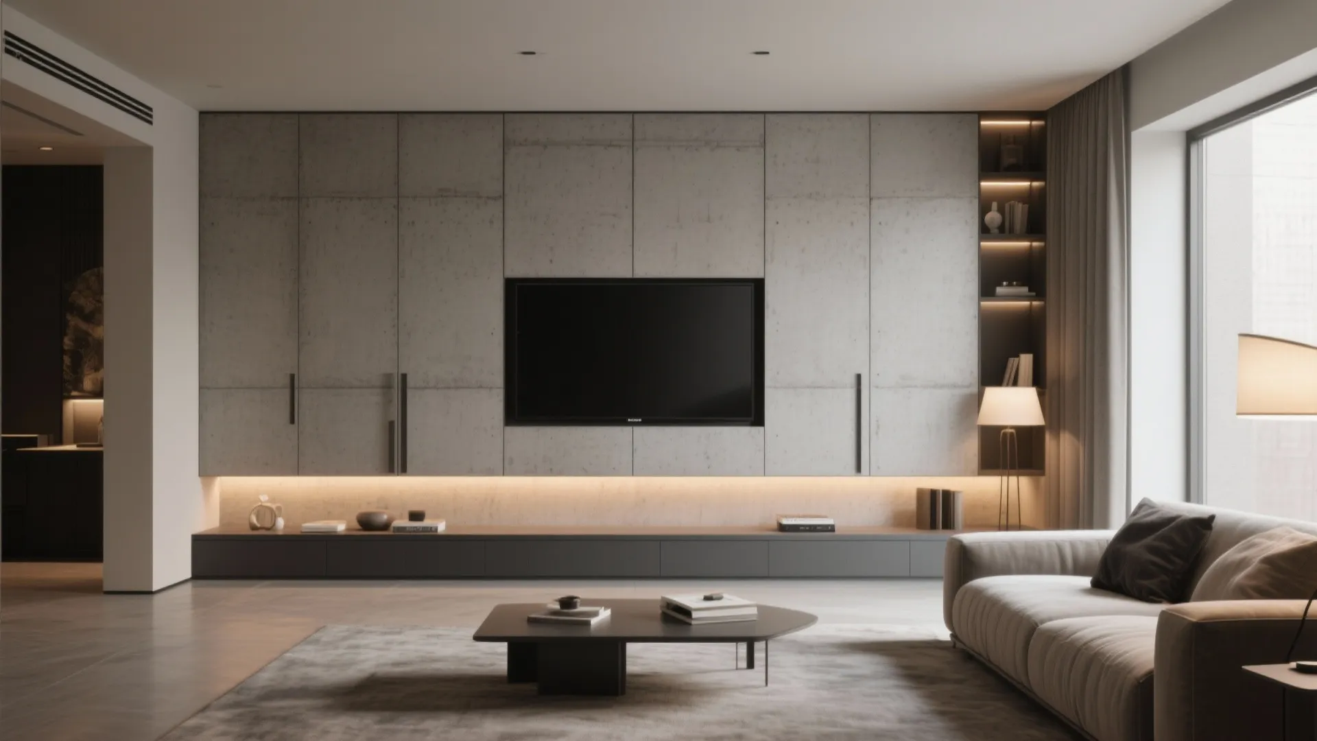 Hidden Multi-Functional Cement Wardrobe