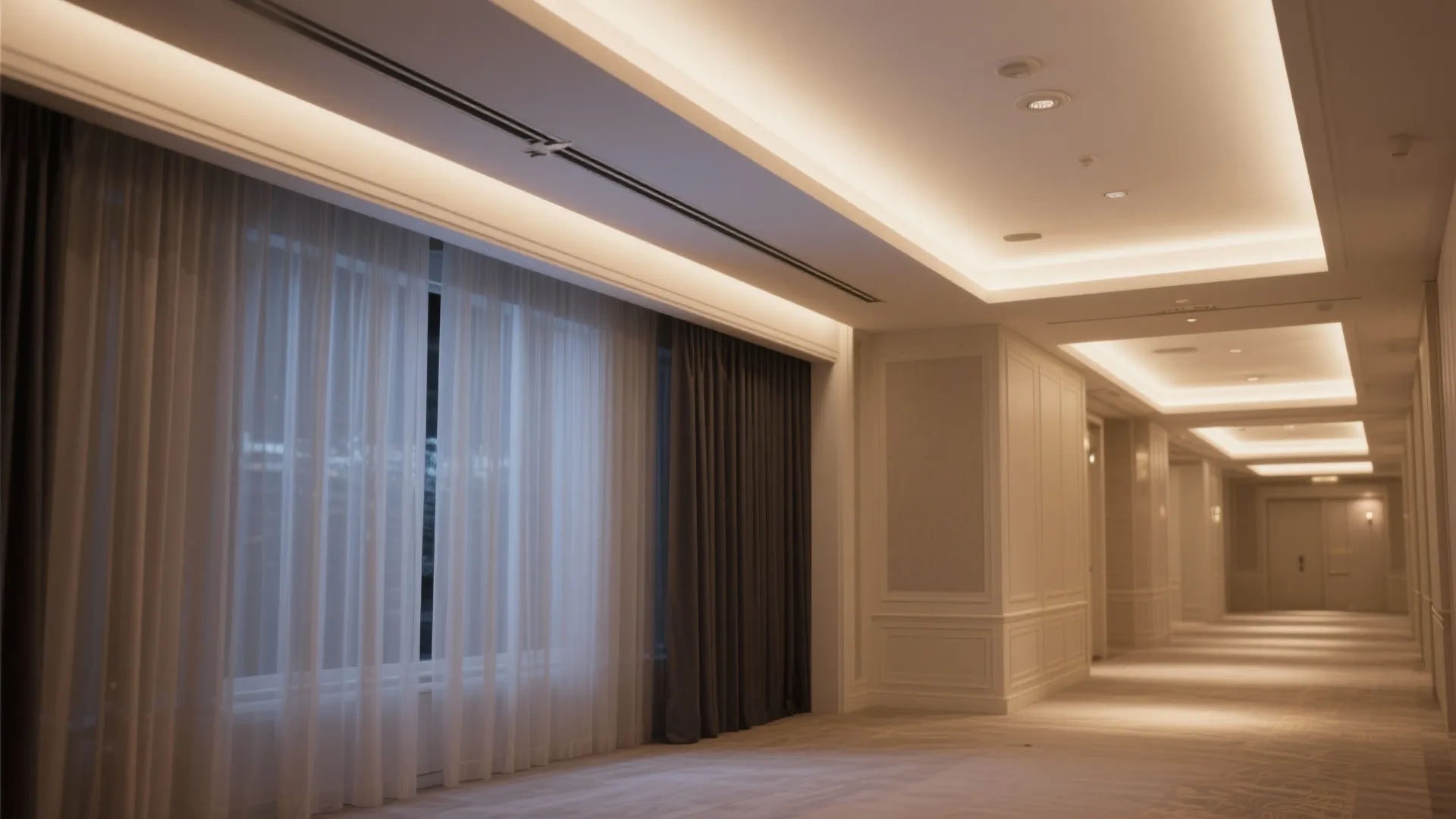 Hidden Rail for Curtains and Ambient Glow