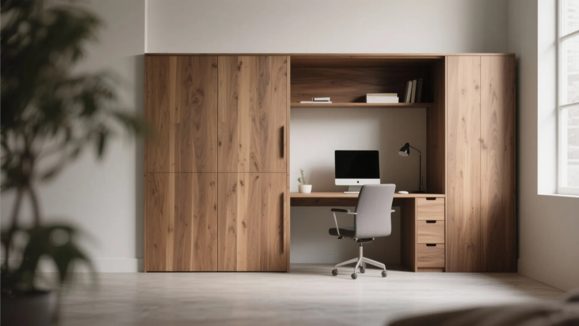 10. Hidden Desk in a Cabinet