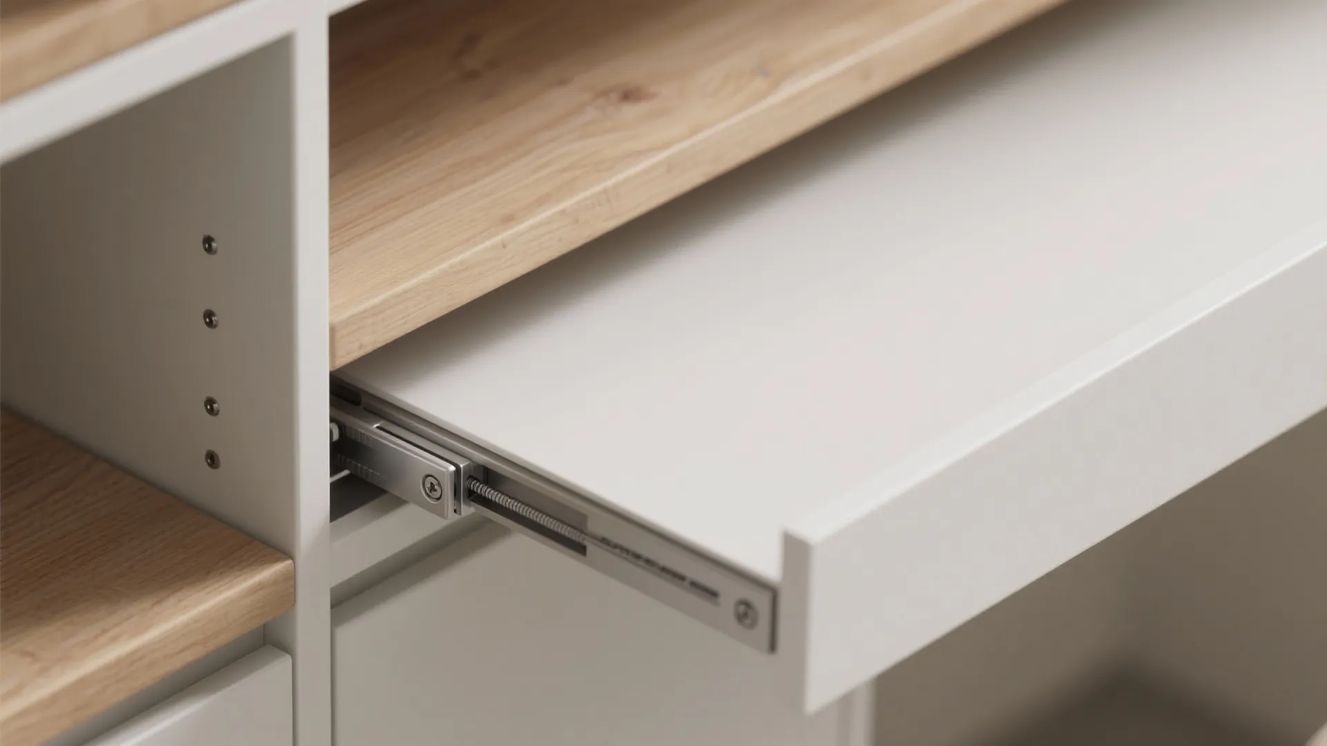 Minimalist Storage Wall with Hidden Desk