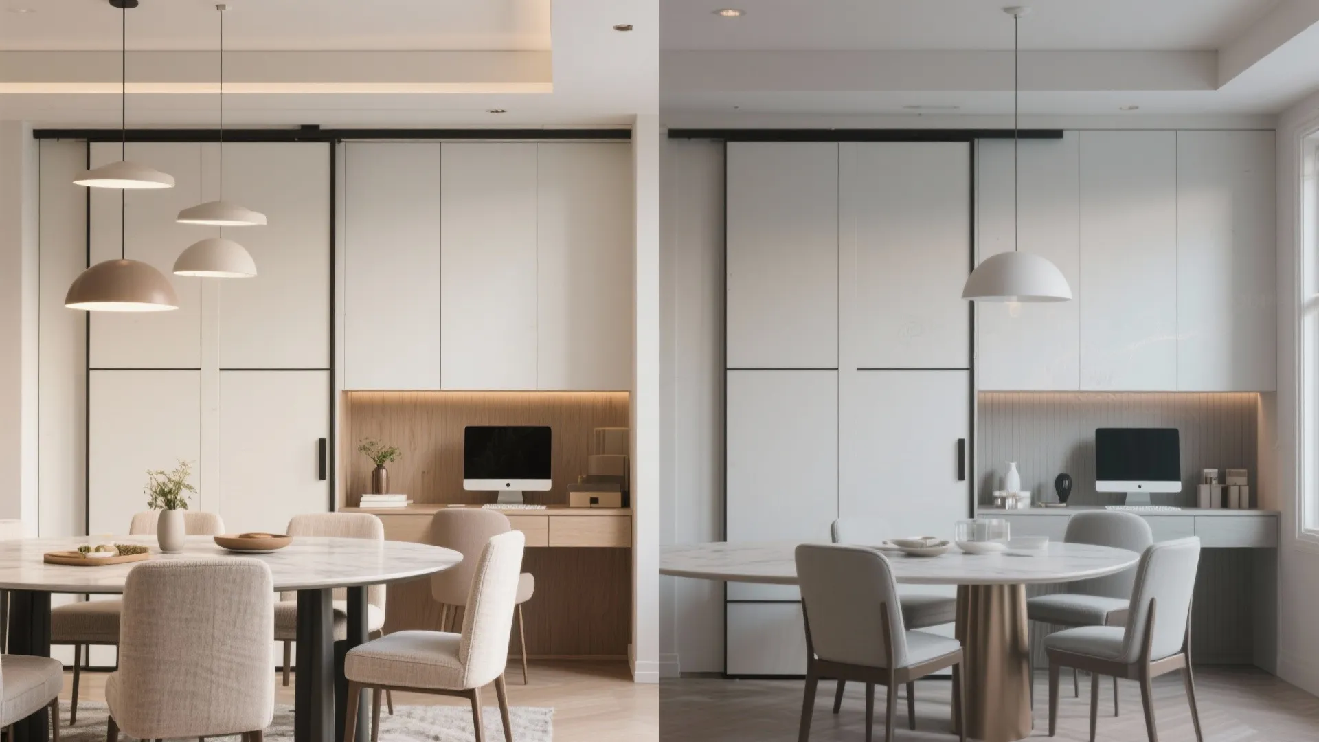 10. Hidden Desk in a Sliding Panel