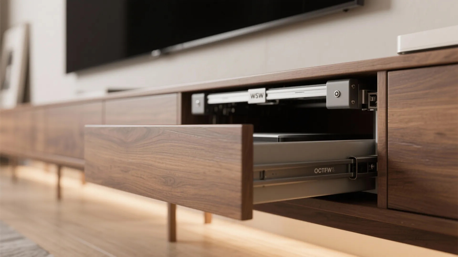 5. Hidden drawer-mount with electric lift