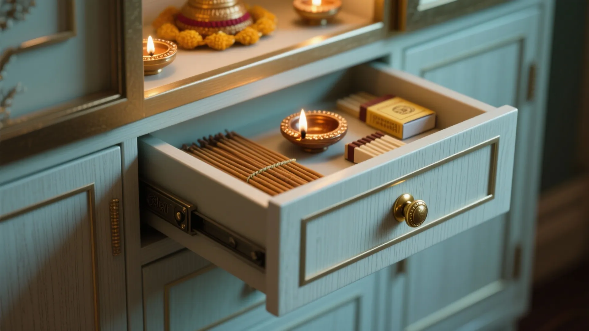 Minimal Wall-Mounted Shrine with Hidden Drawers