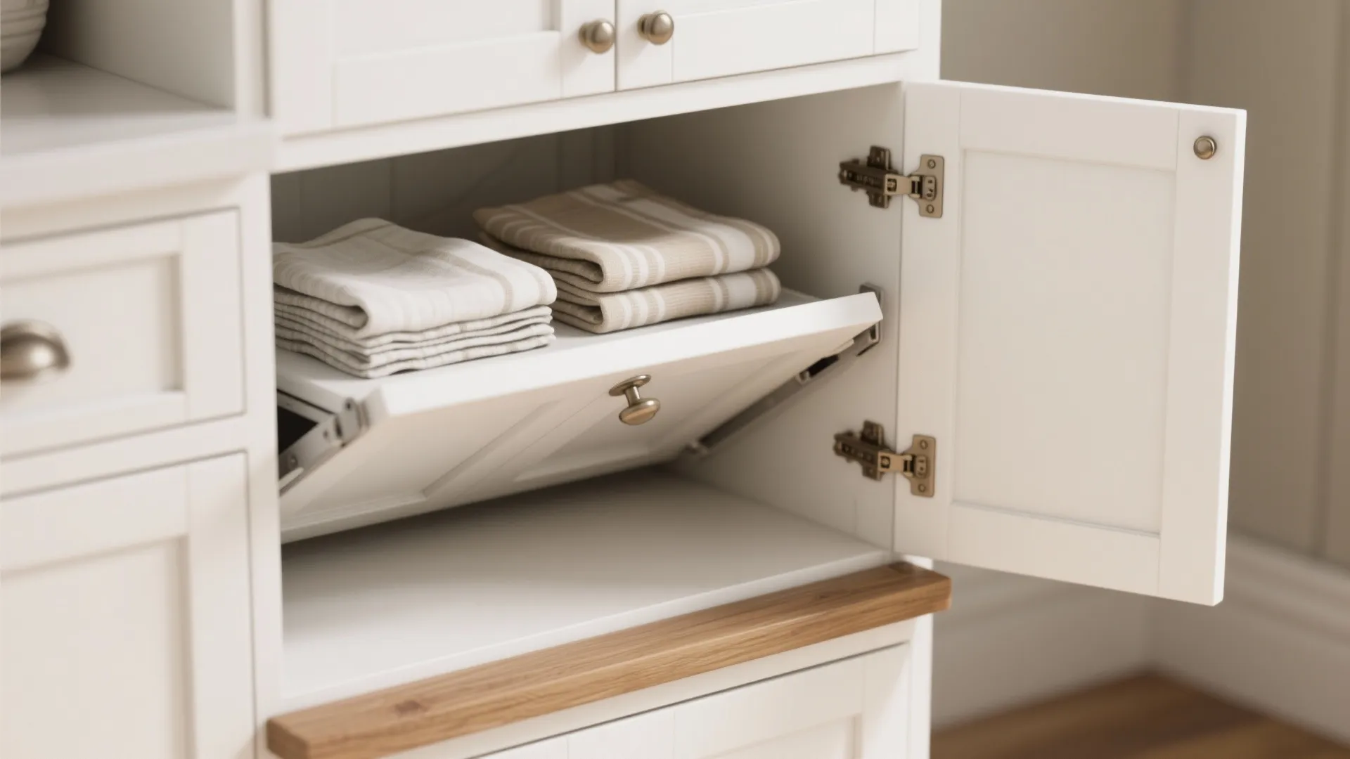 2. Hidden Folding Station Behind Cabinet Doors