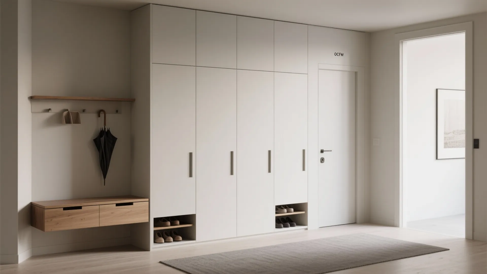 Minimalist Hall Storage with Hidden Niches