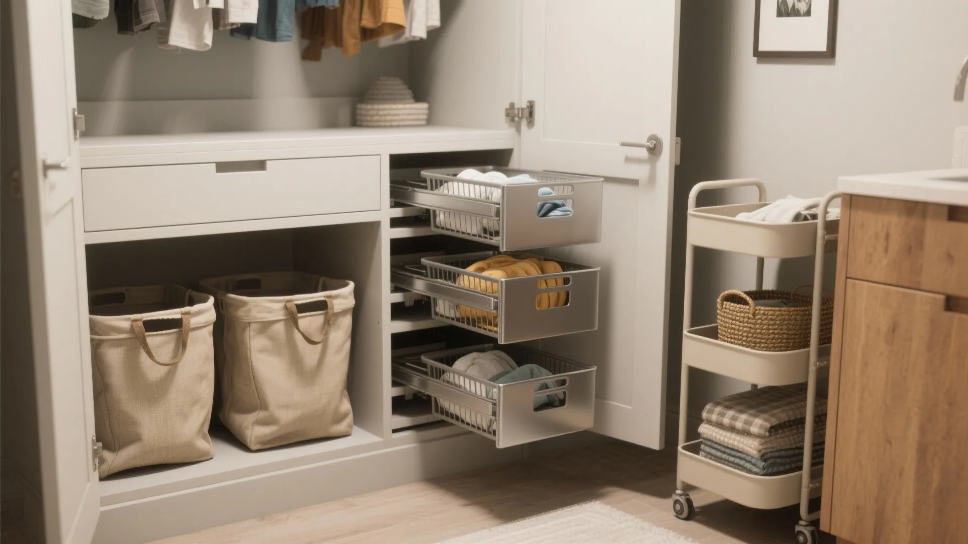 3. Hidden Hampers and Built-in Sorters