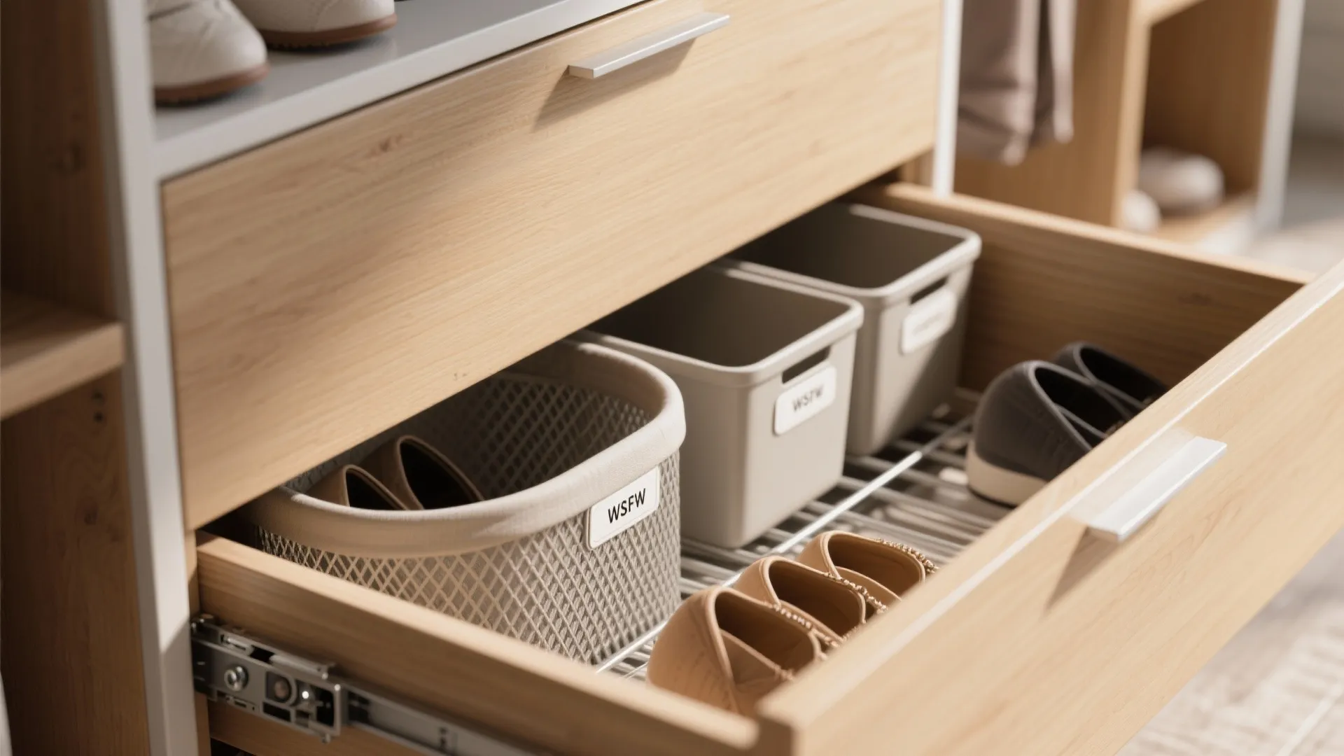 4. Hidden hampers and pull-out organizers