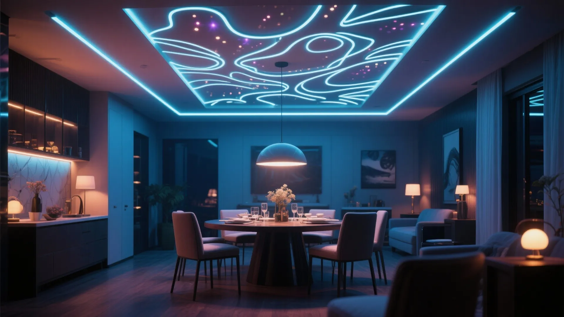 POP Ceiling with Hidden LED Patterns
