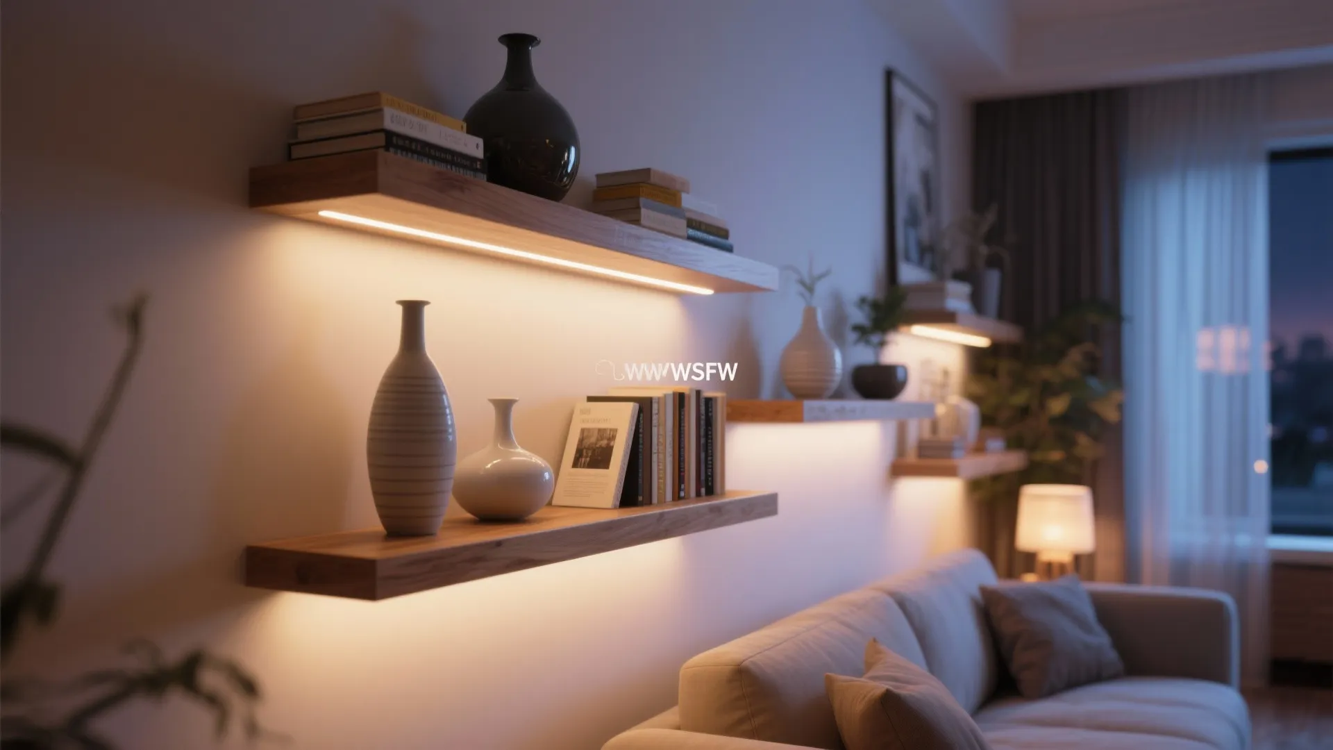 Floating Shelves with Hidden Lighting
