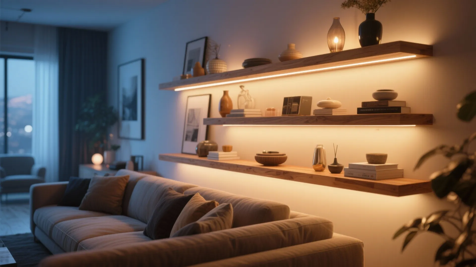 9. Hidden Lighting Shelves