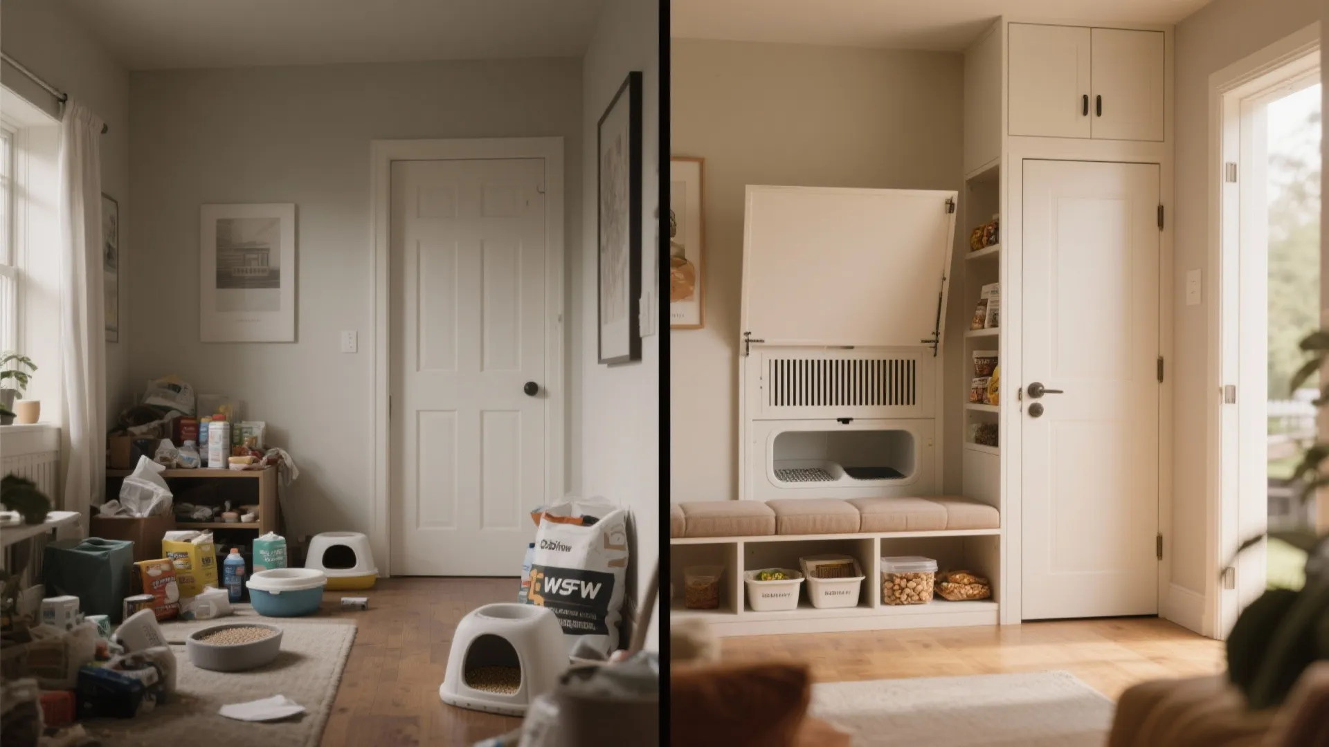 3. Discreet service zone with hidden litter station