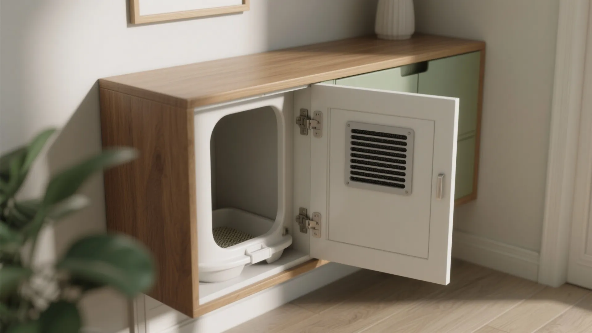 1. Hidden litter cabinet