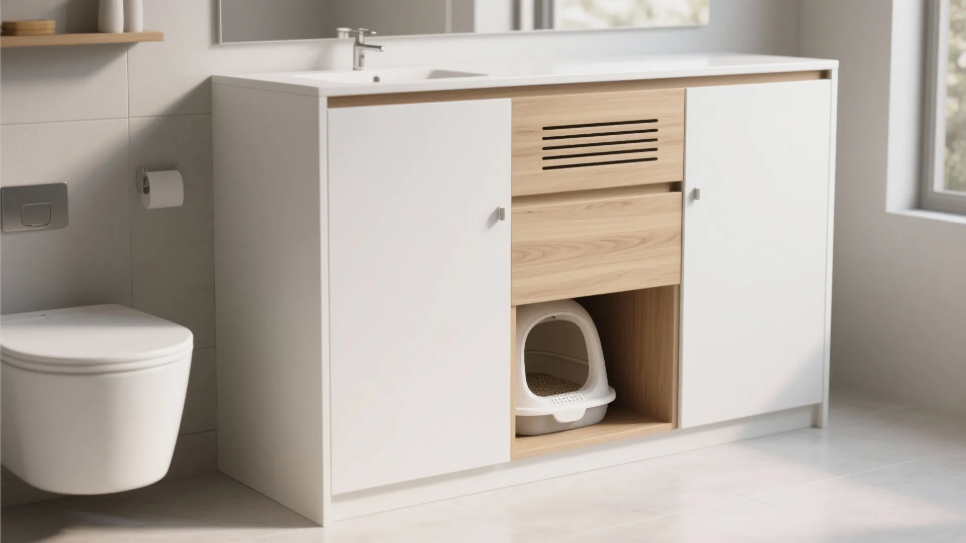1. Hidden Litter Box Cabinet