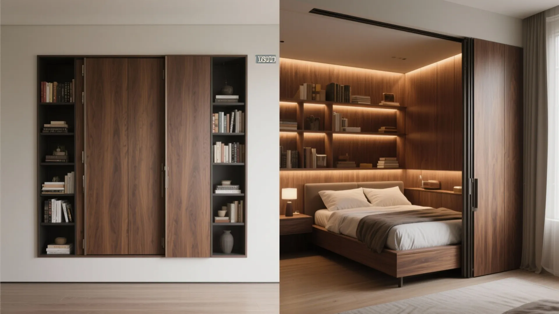 5. Hidden Murphy Bed Behind Custom Facade