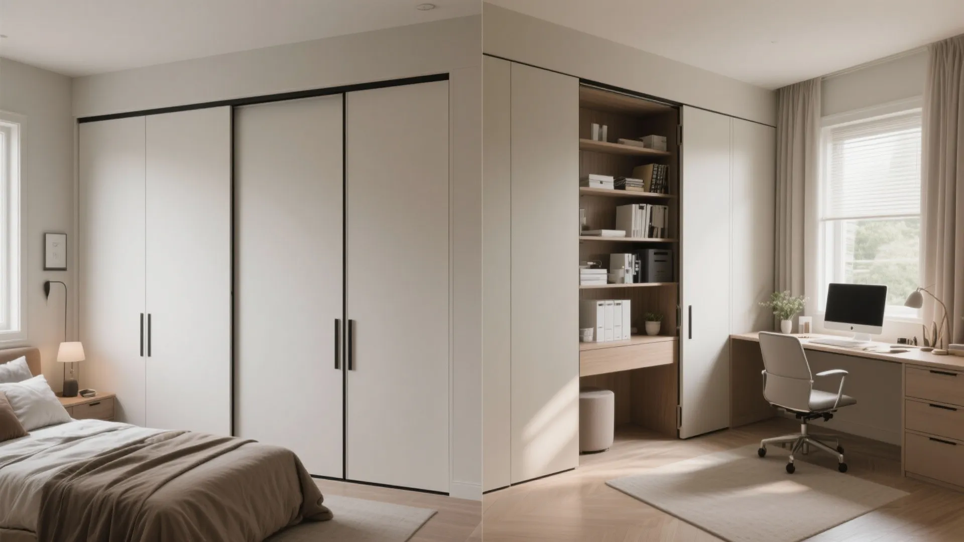 10. Hidden Office Behind Sliding Panels