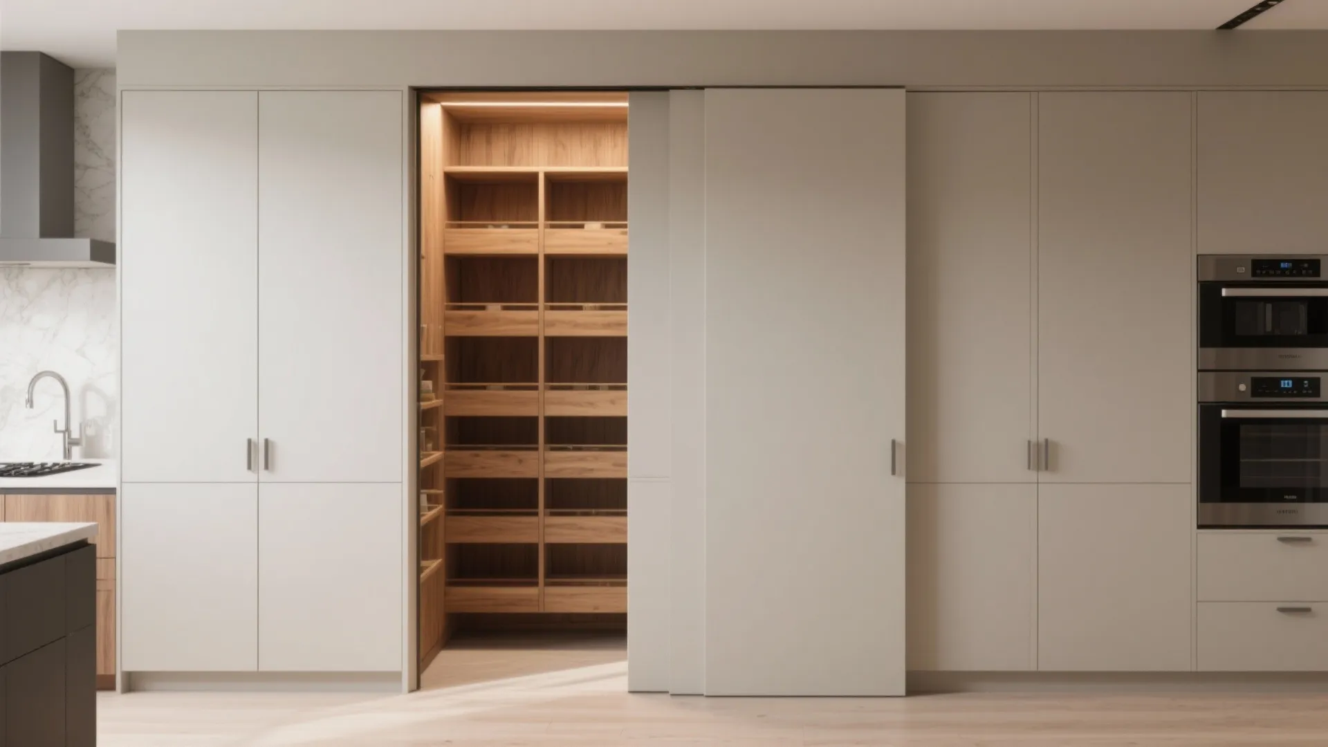 2. Hidden Pantry Behind Cabinet Doors