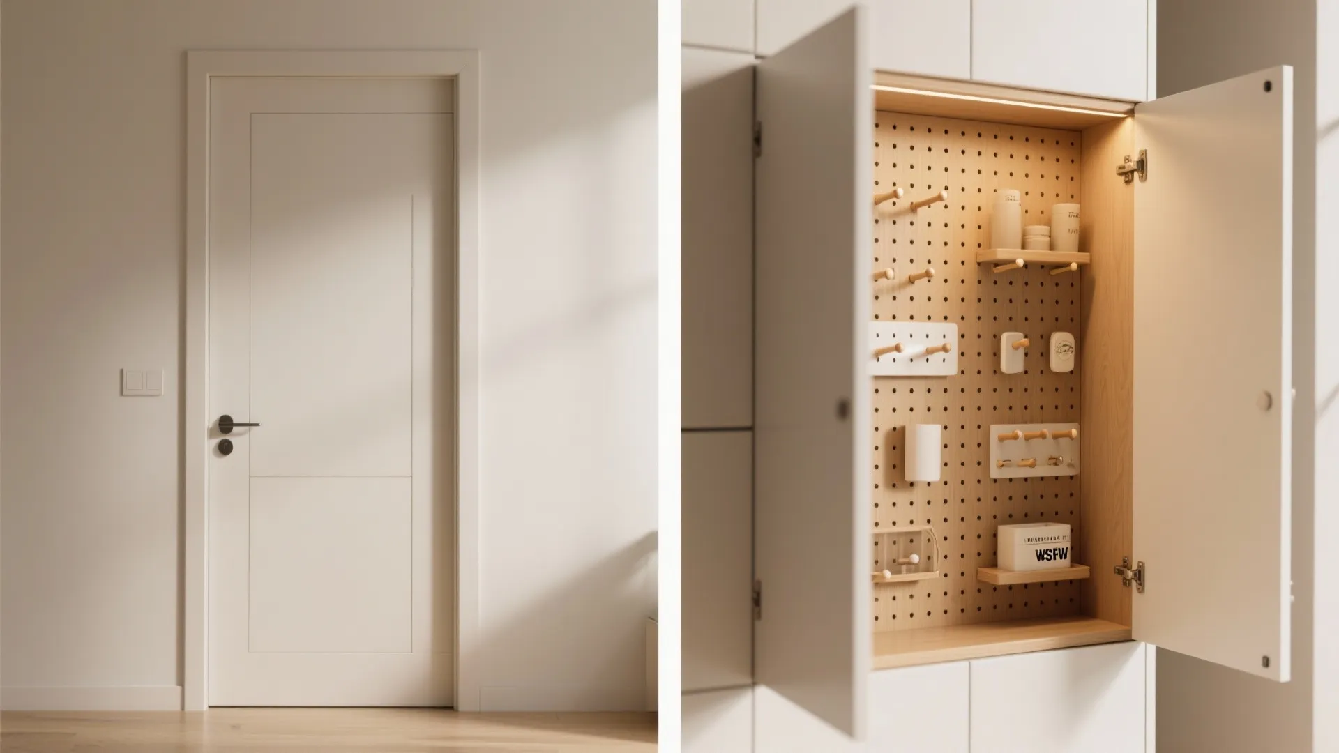 5. Hidden Pegboard Panels