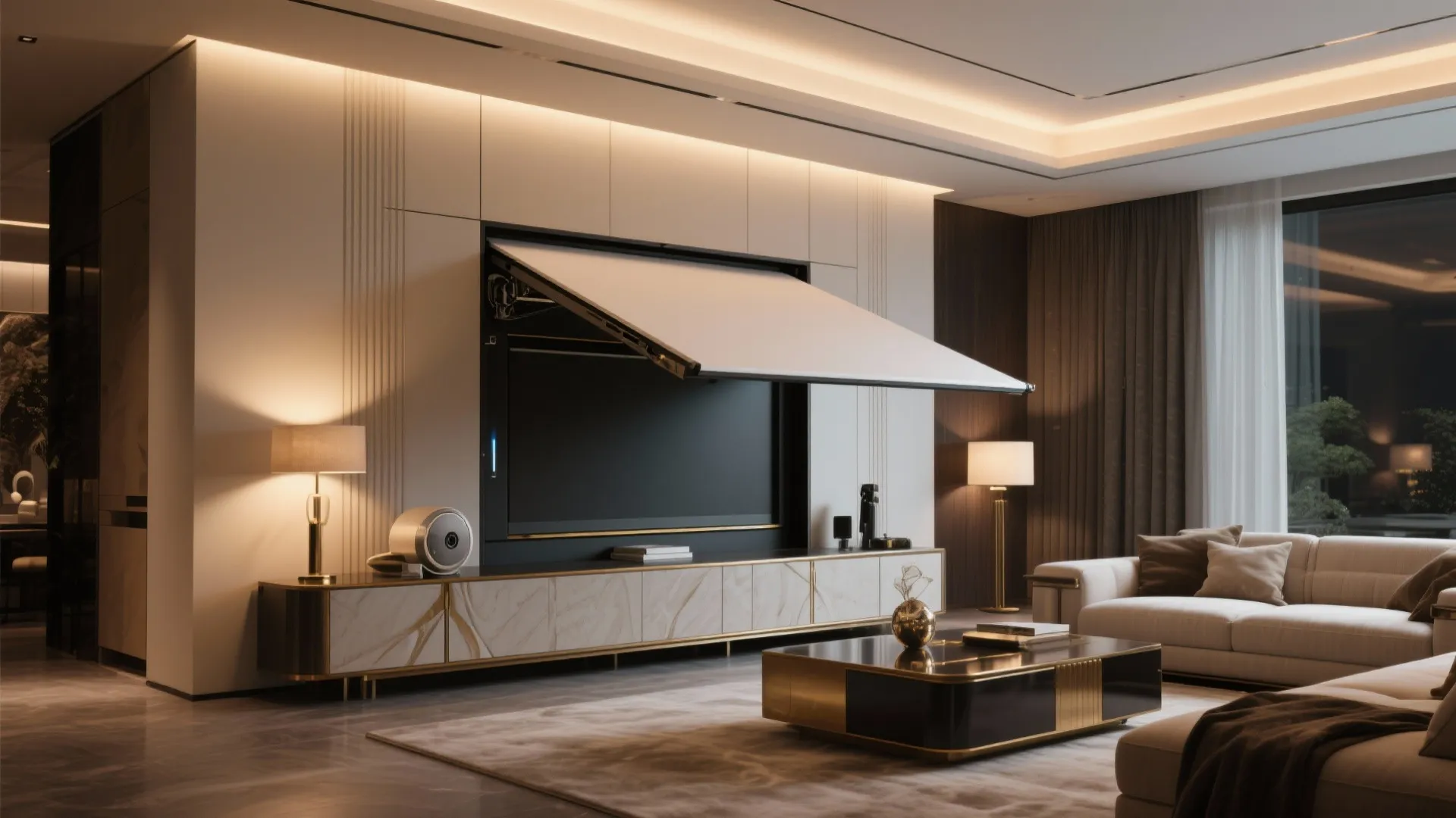 10. Hidden Projector Lift in Cabinet