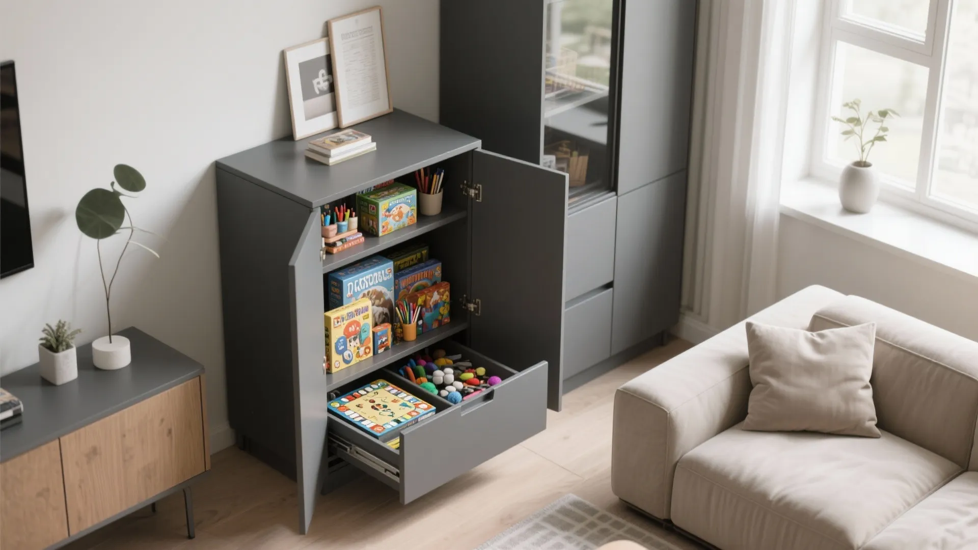 8. Hidden Pull-Out Shelving