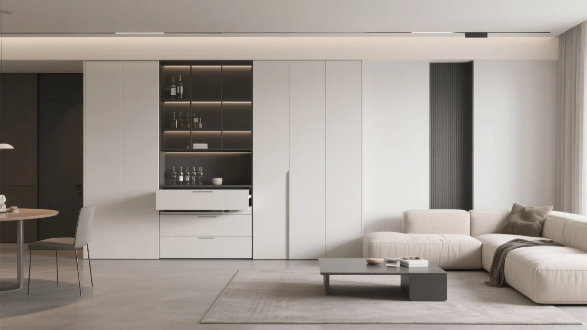 8. Hidden Pull-Out Cabinet Bar