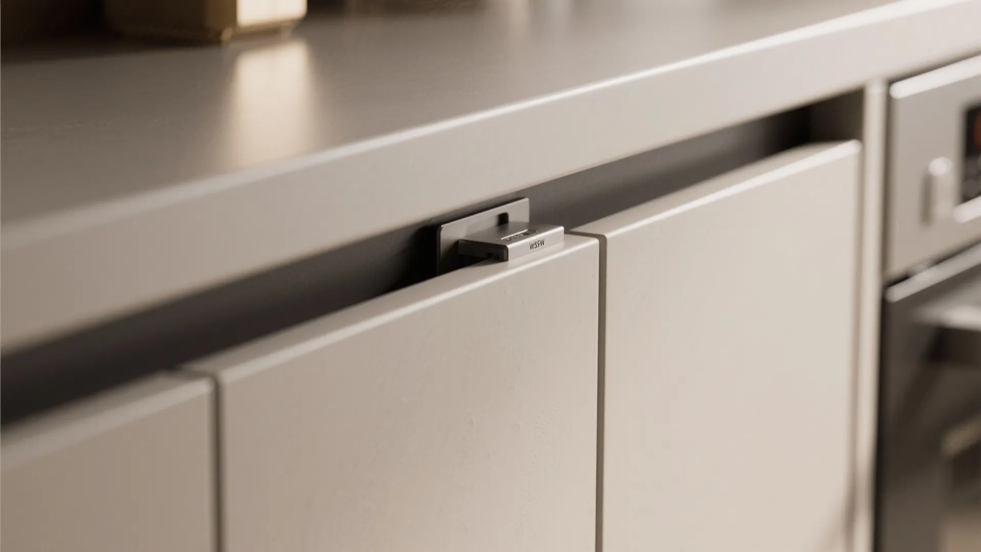 Minimalist Kitchen Storage with Hidden Rails