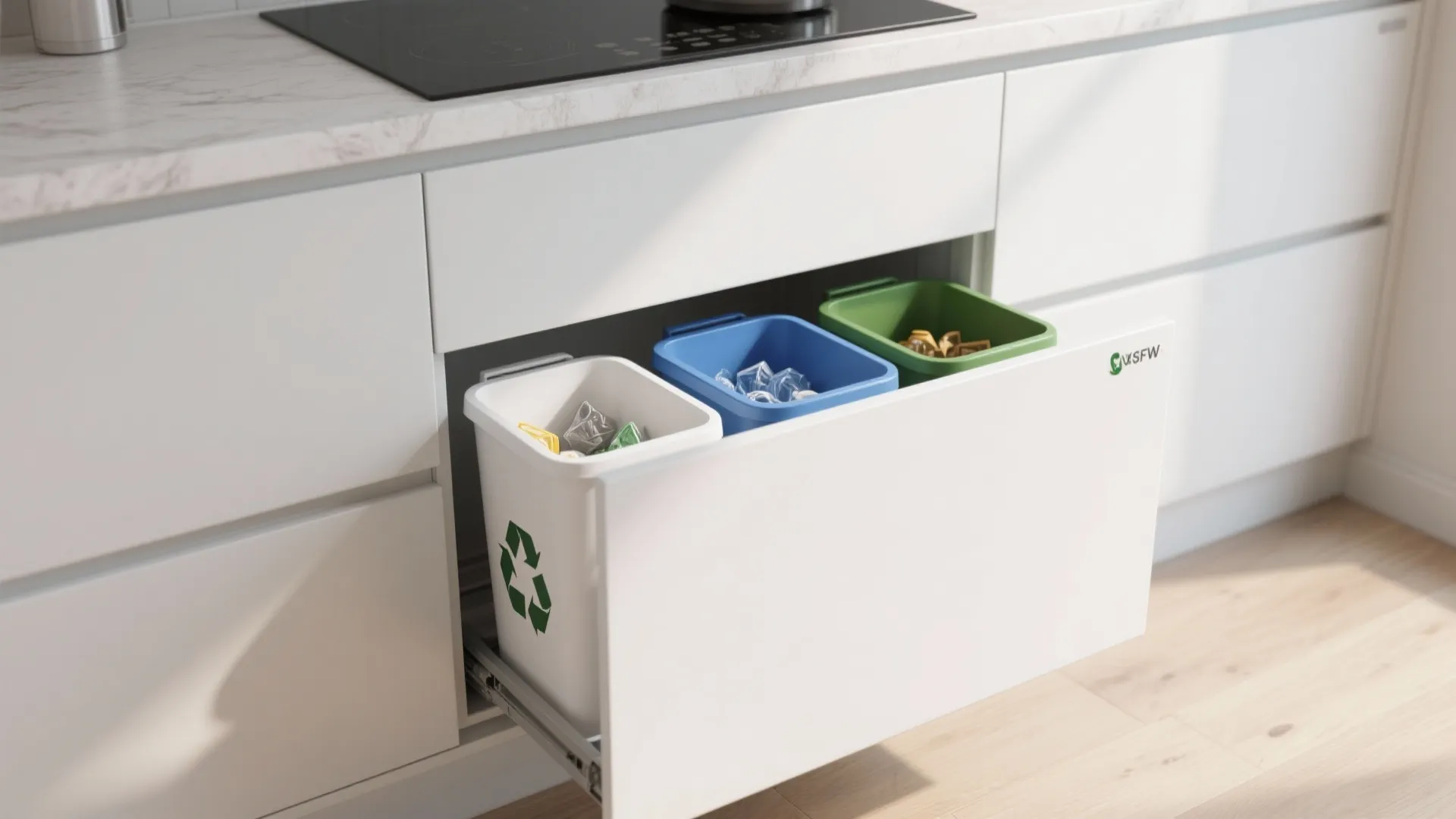 2. Integrate hidden recycling bins