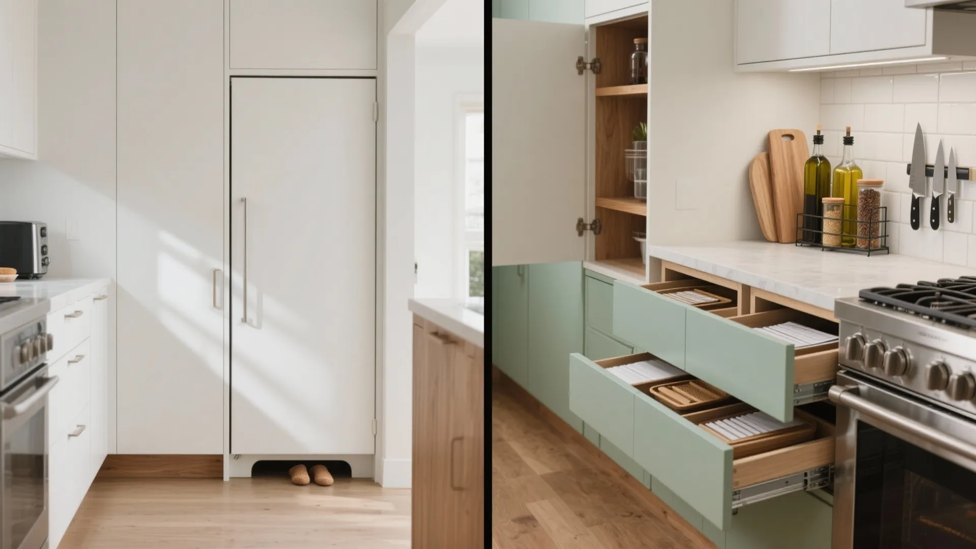 Tip 5: Hide storage everywhere—toe‑kicks, doors, and skinny gaps