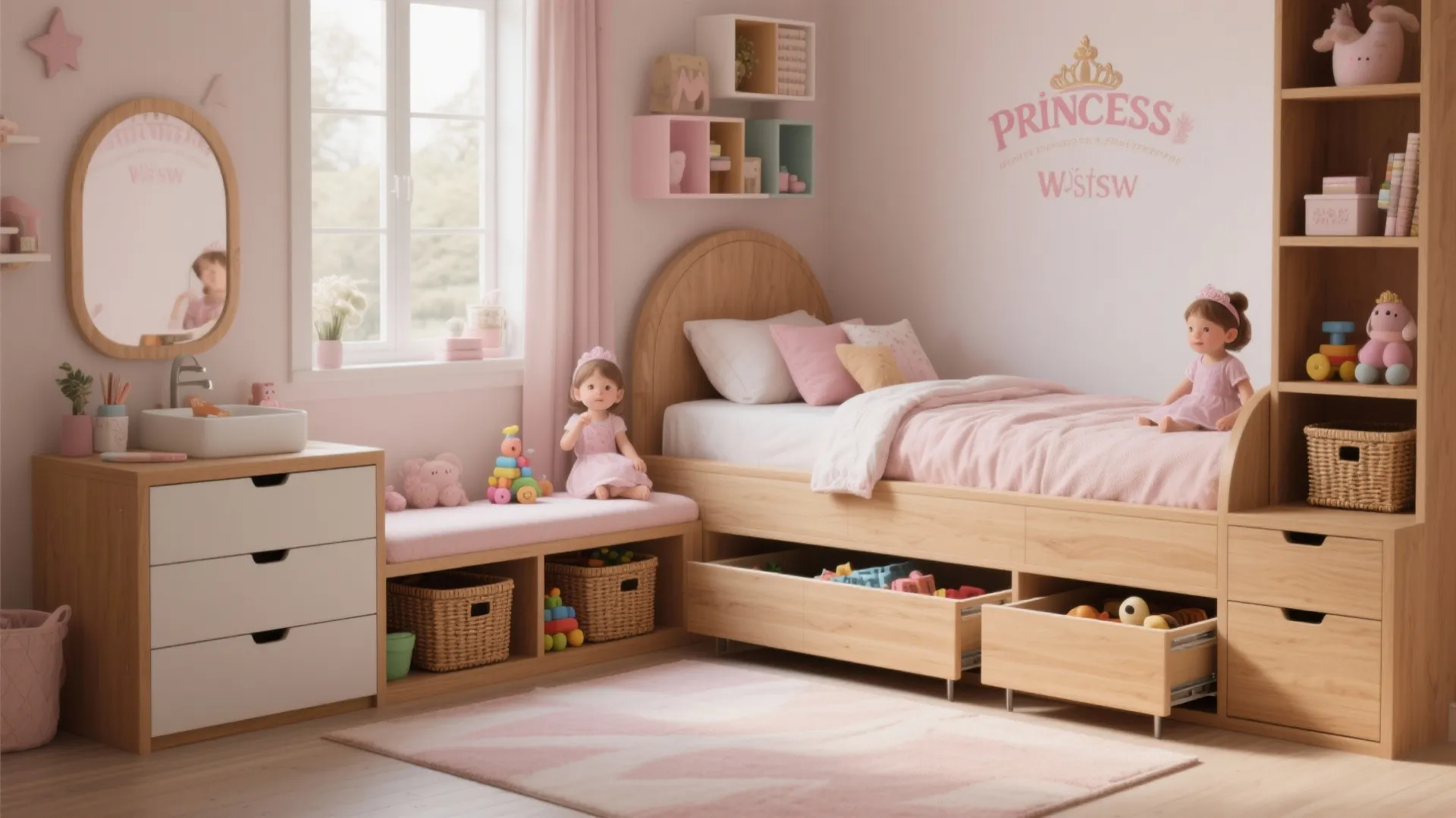 3. Integrated Storage: Dressers, Toy Zones and Hidden Drawers