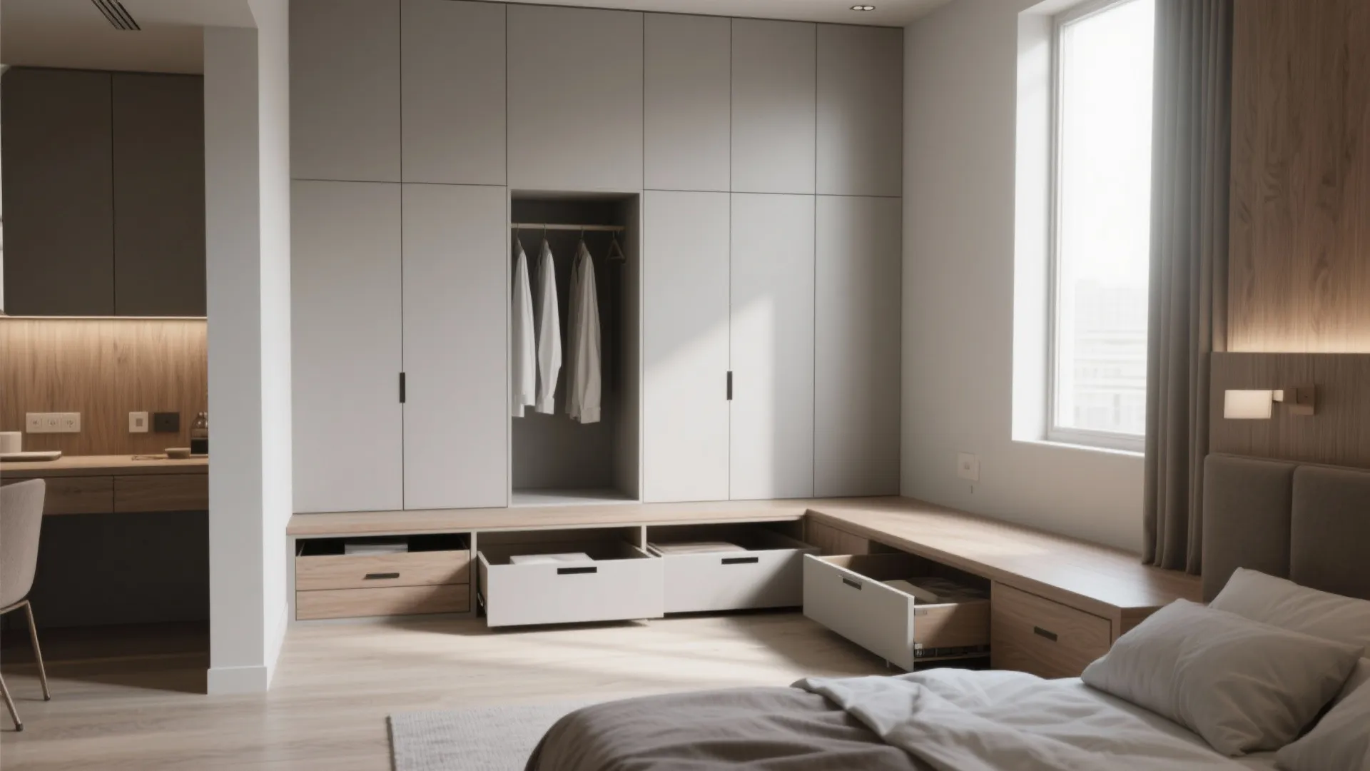 2. Built-in or tailored storage that disappears